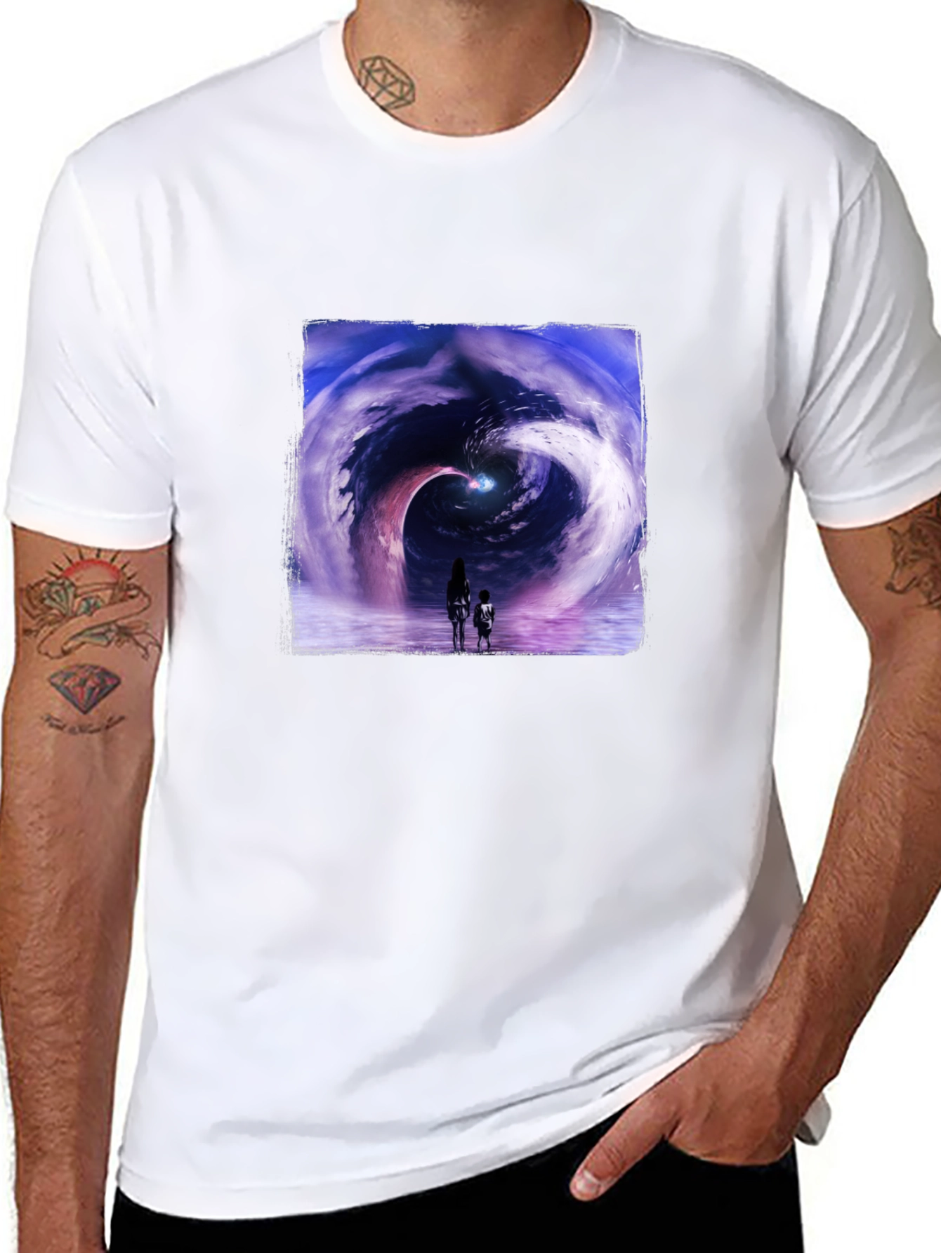 Black Cosmic Journey Graphic T-Shirt - Black view 8