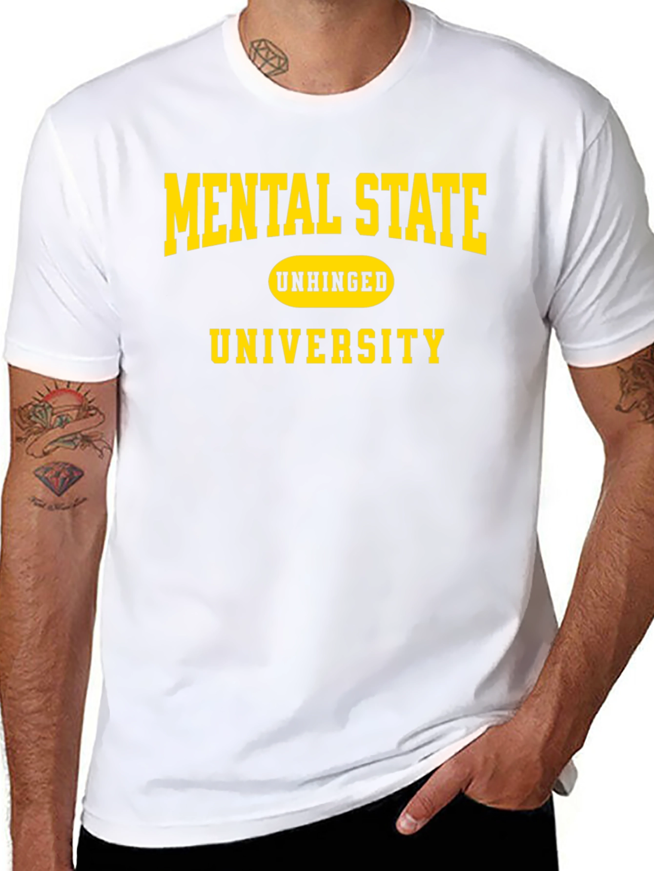 Black Mental State Unhinged University Black T-Shirt view 8