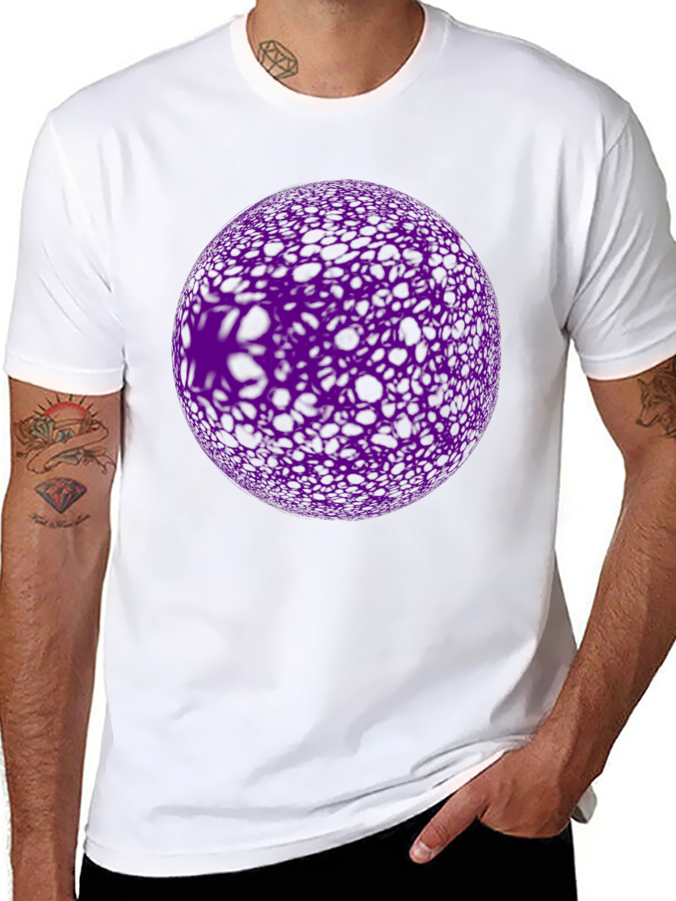 Black Abstract Purple Orb Graphic Black T-Shirt view 8