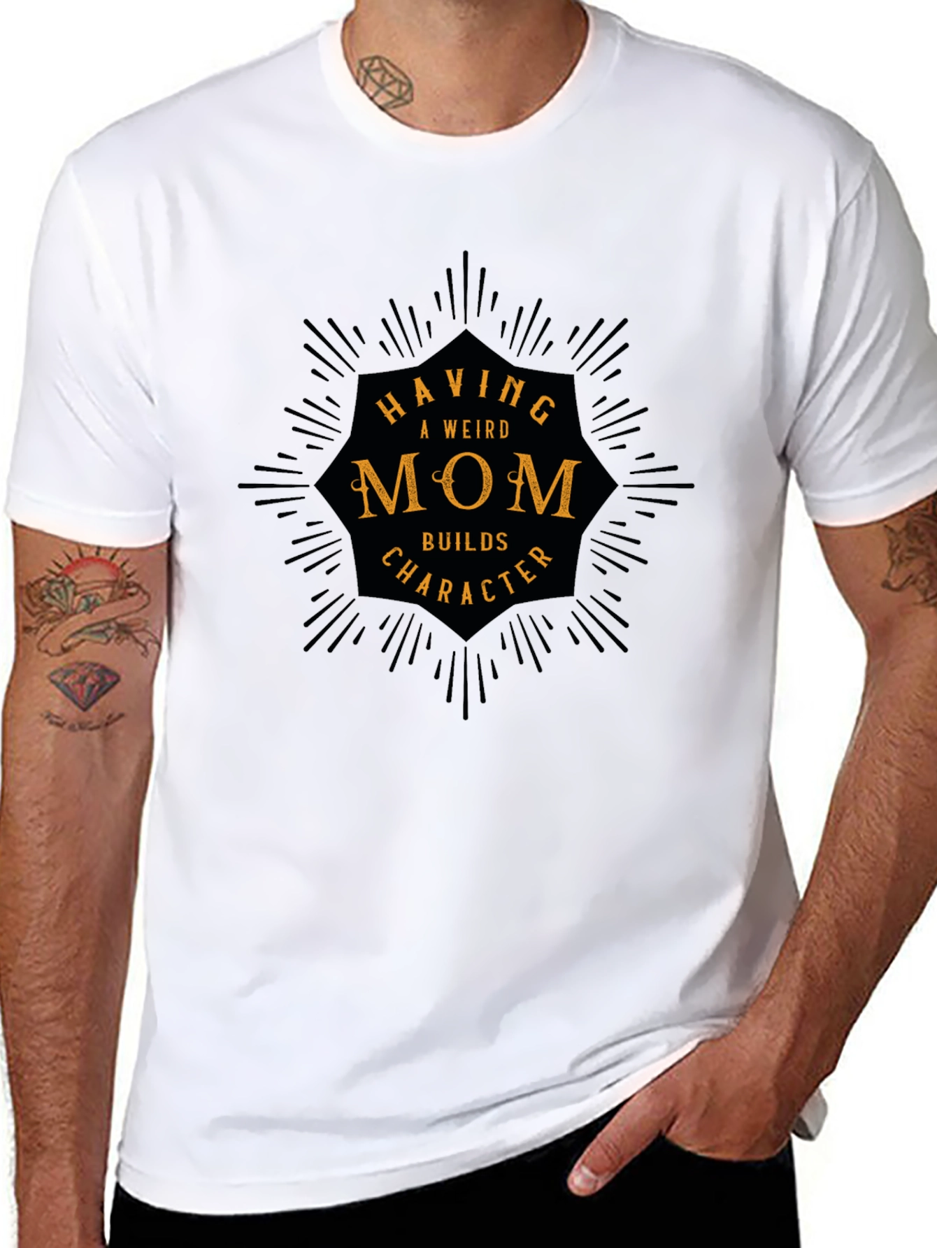 Black Weird Mom Builds Character Tee view 8