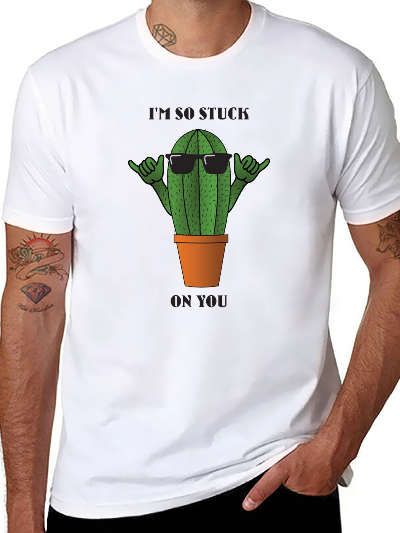 Black Cool Cactus T-Shirt - I'm So Stuck On You - Black view 8