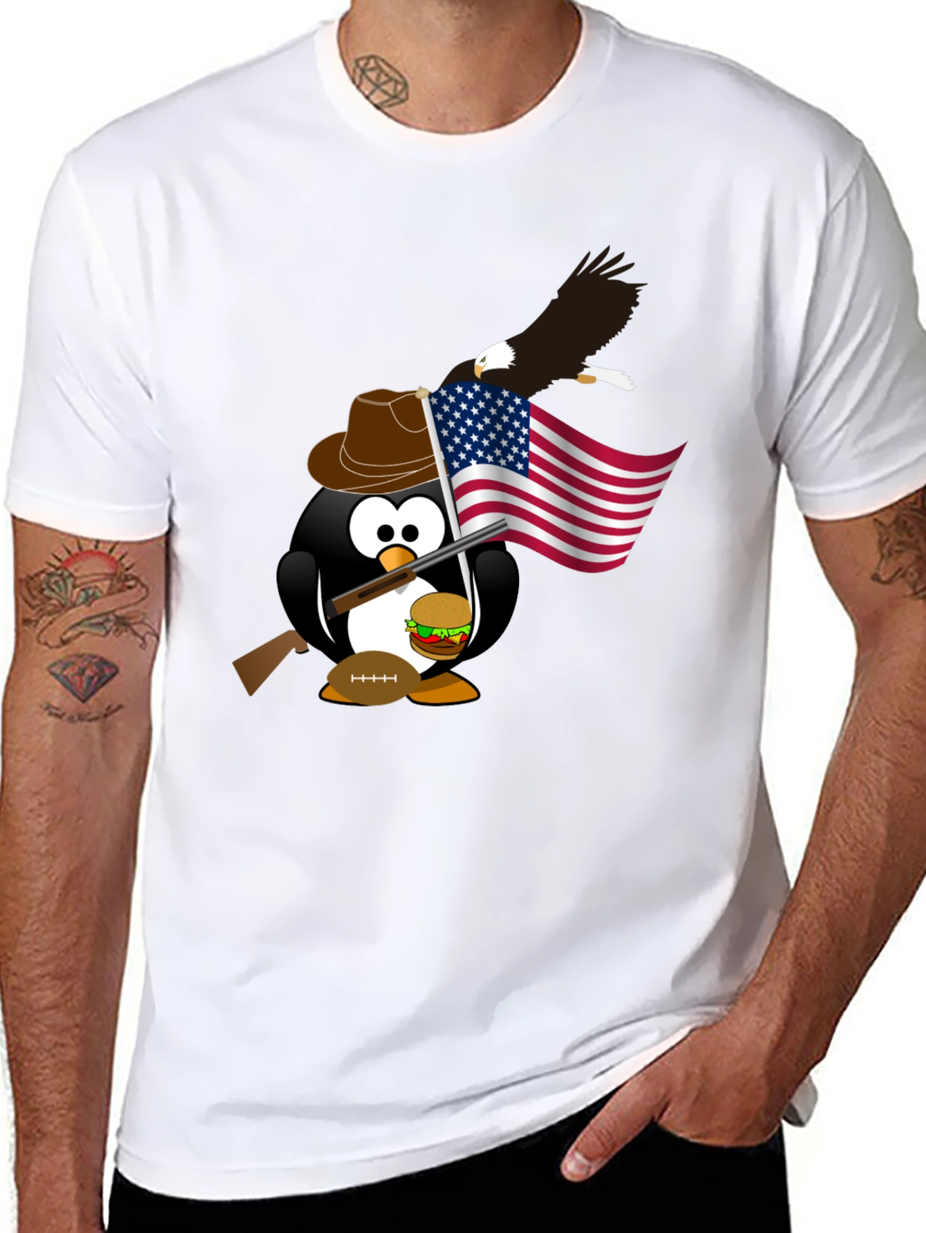 Black Patriotic Penguin T-Shirt view 8