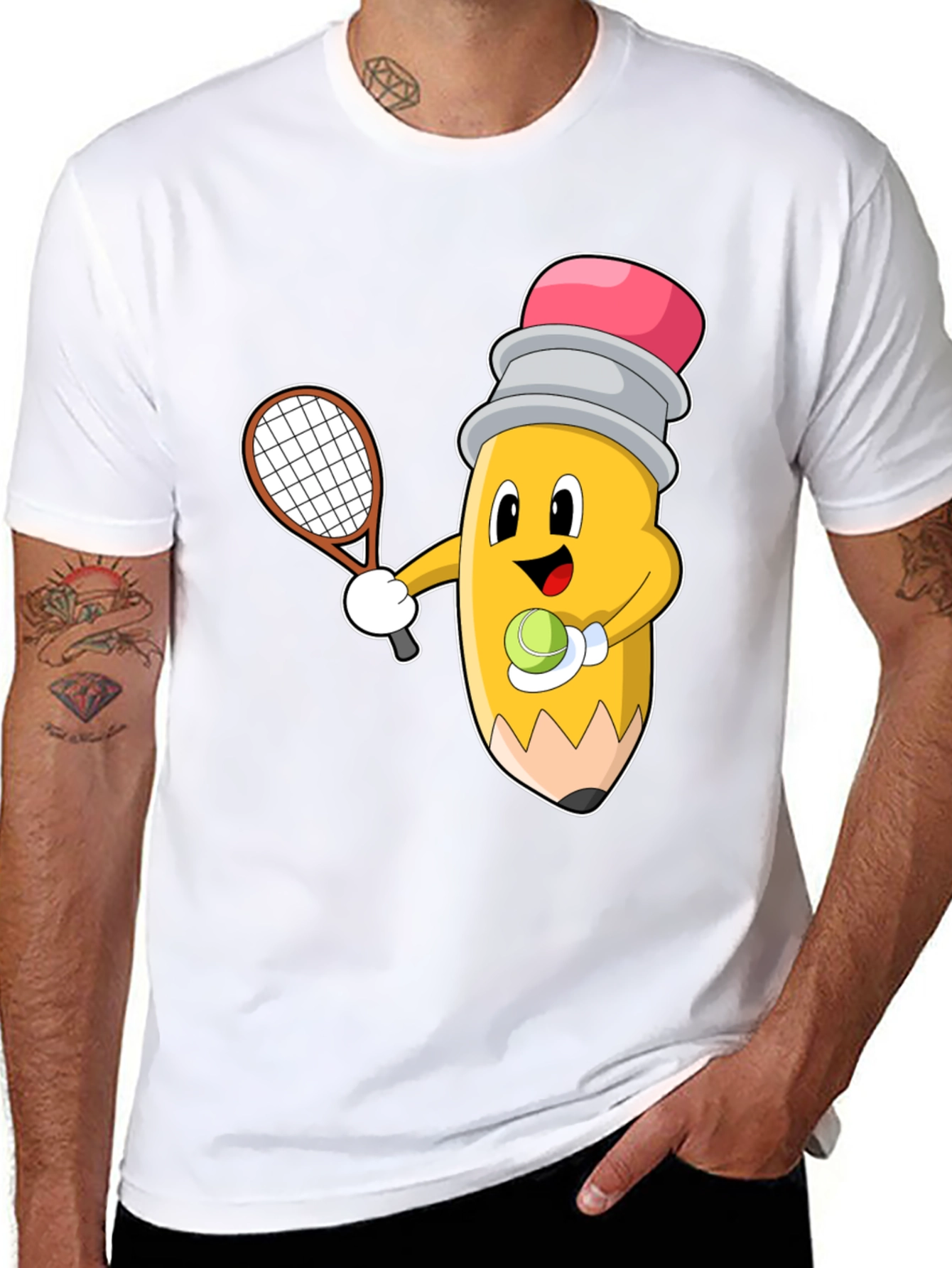 Tennis Pencil Graphic Tee - Funny Sport Shirt - 8