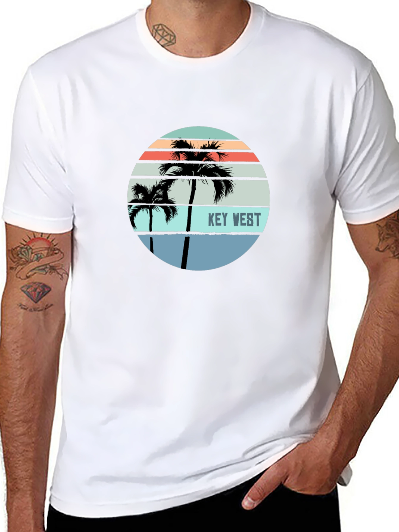 Black Key West Palm Tree Graphic Tee - Island Style view 8