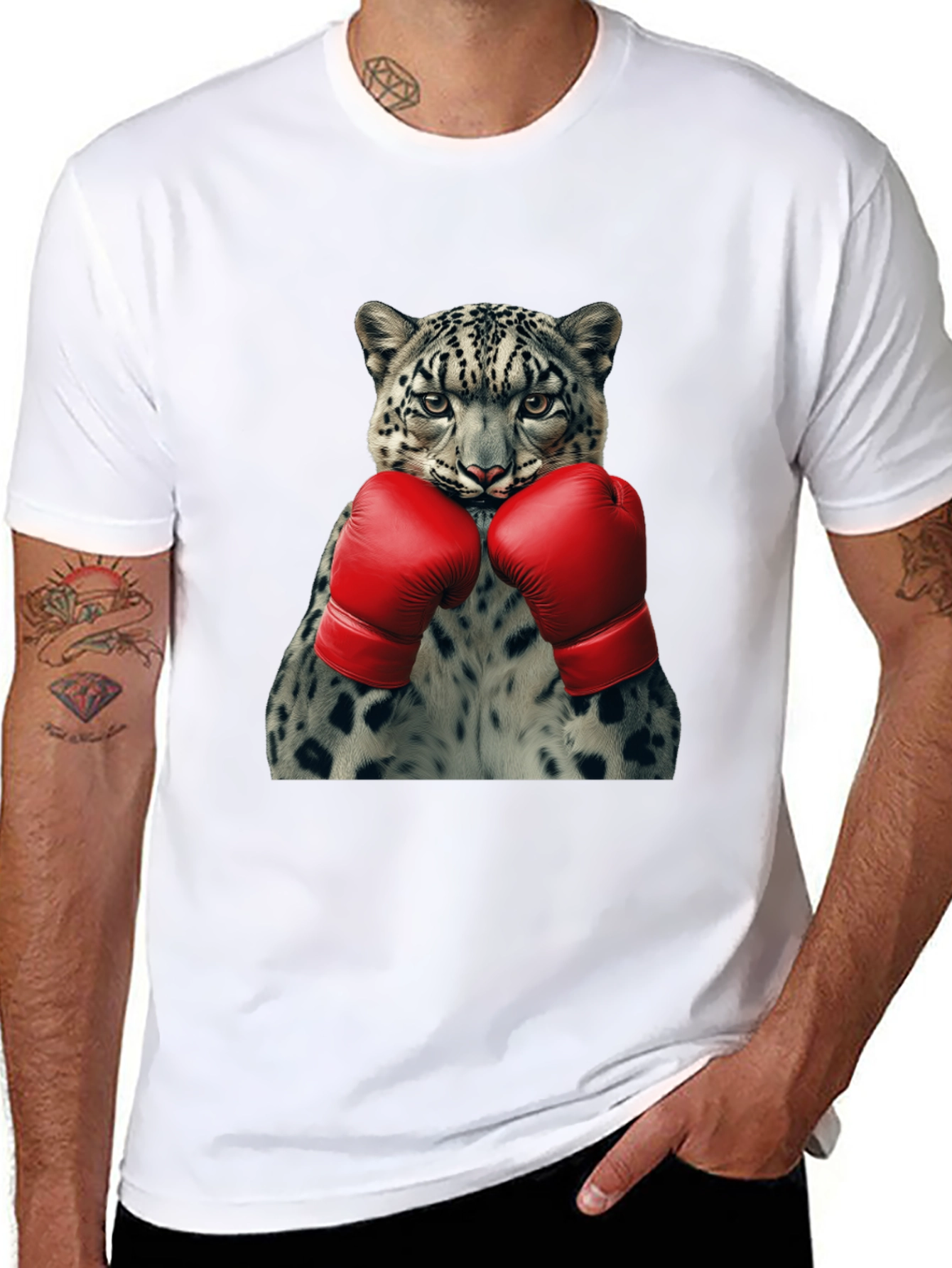 Black Leopard Boxer Graphic Tee - Punchy Style! view 8