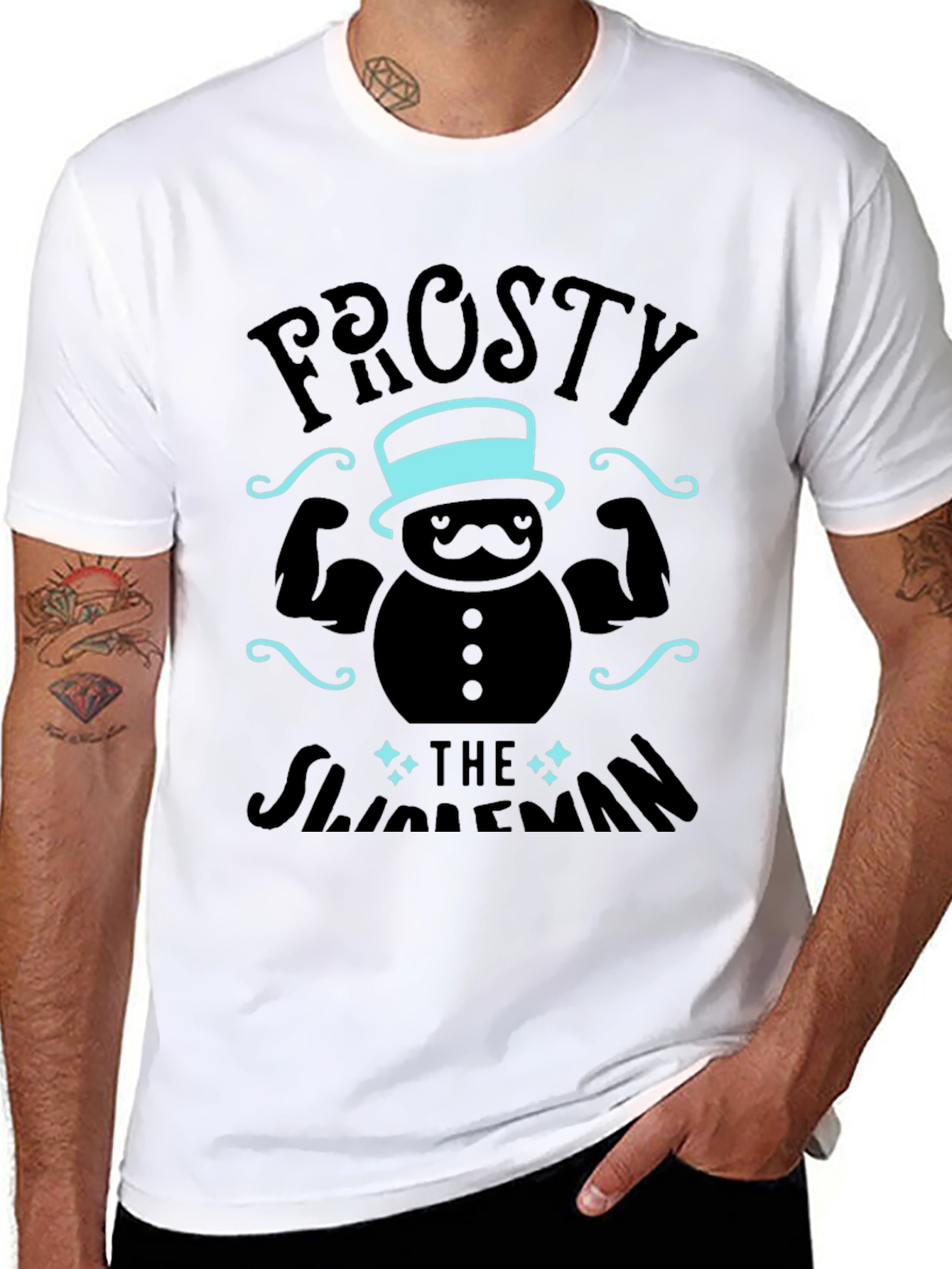Black Frosty the Slimeman T-Shirt - Funny Gym Tee view 8