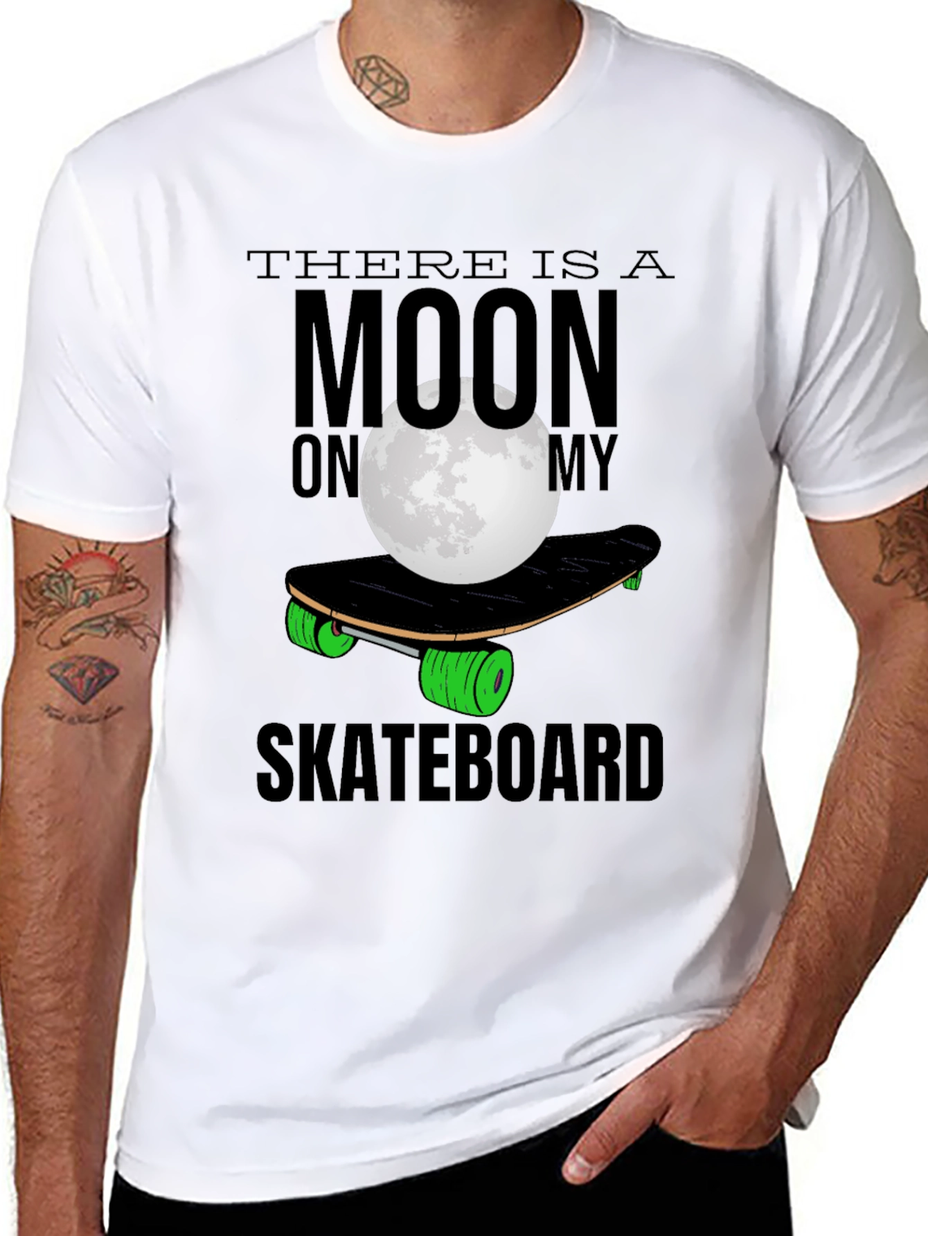 Black Moon Skateboard T-Shirt - Unique Graphic Tee view 8