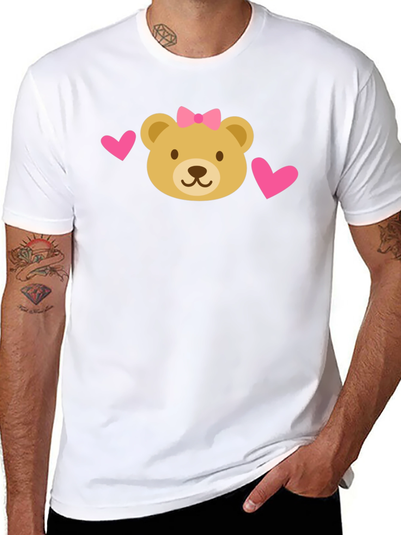 Black Cute Bear Heart T-Shirt view 8