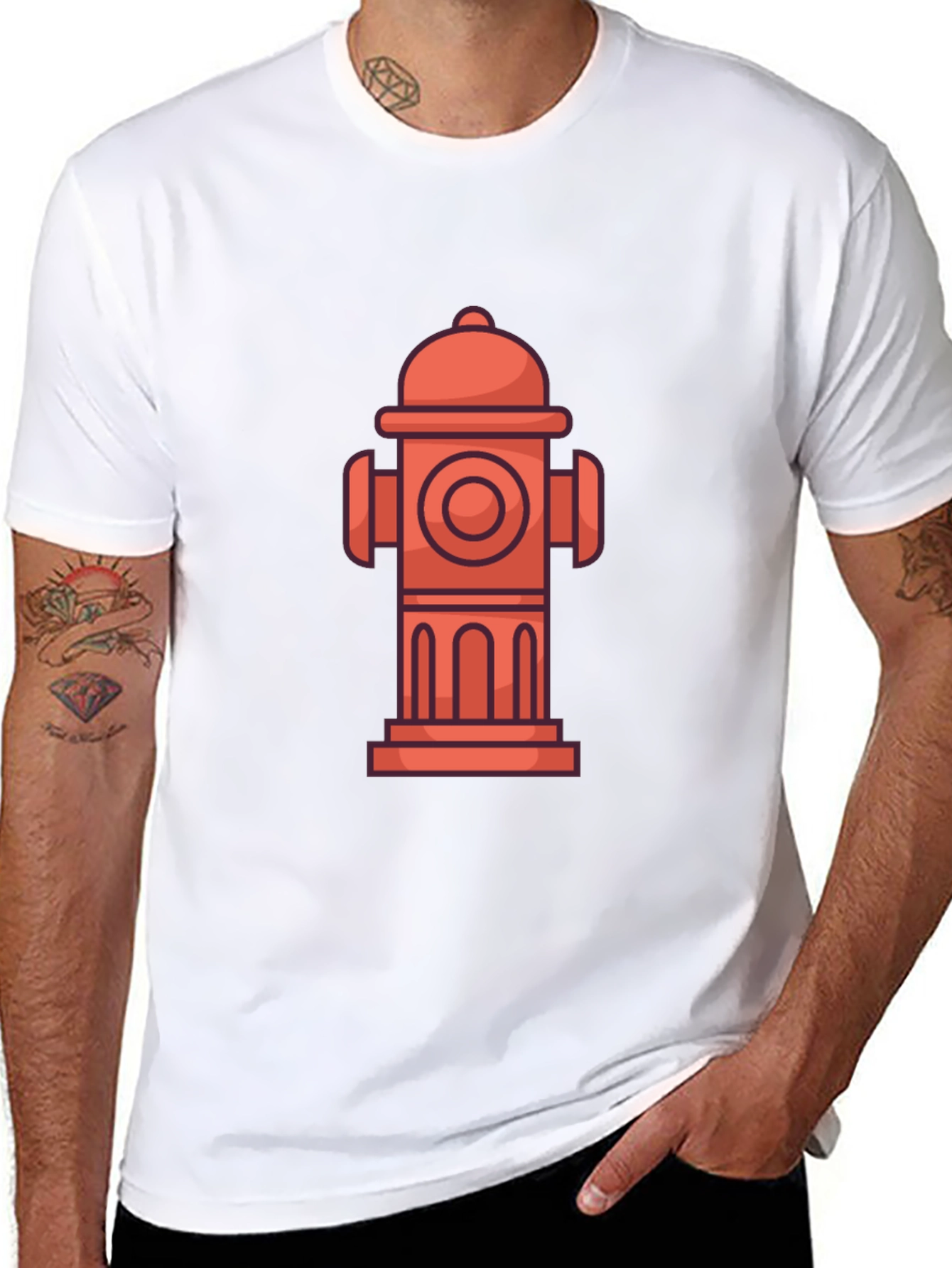 Black Fire Hydrant Graphic Tee - Cool Cartoon Style view 8