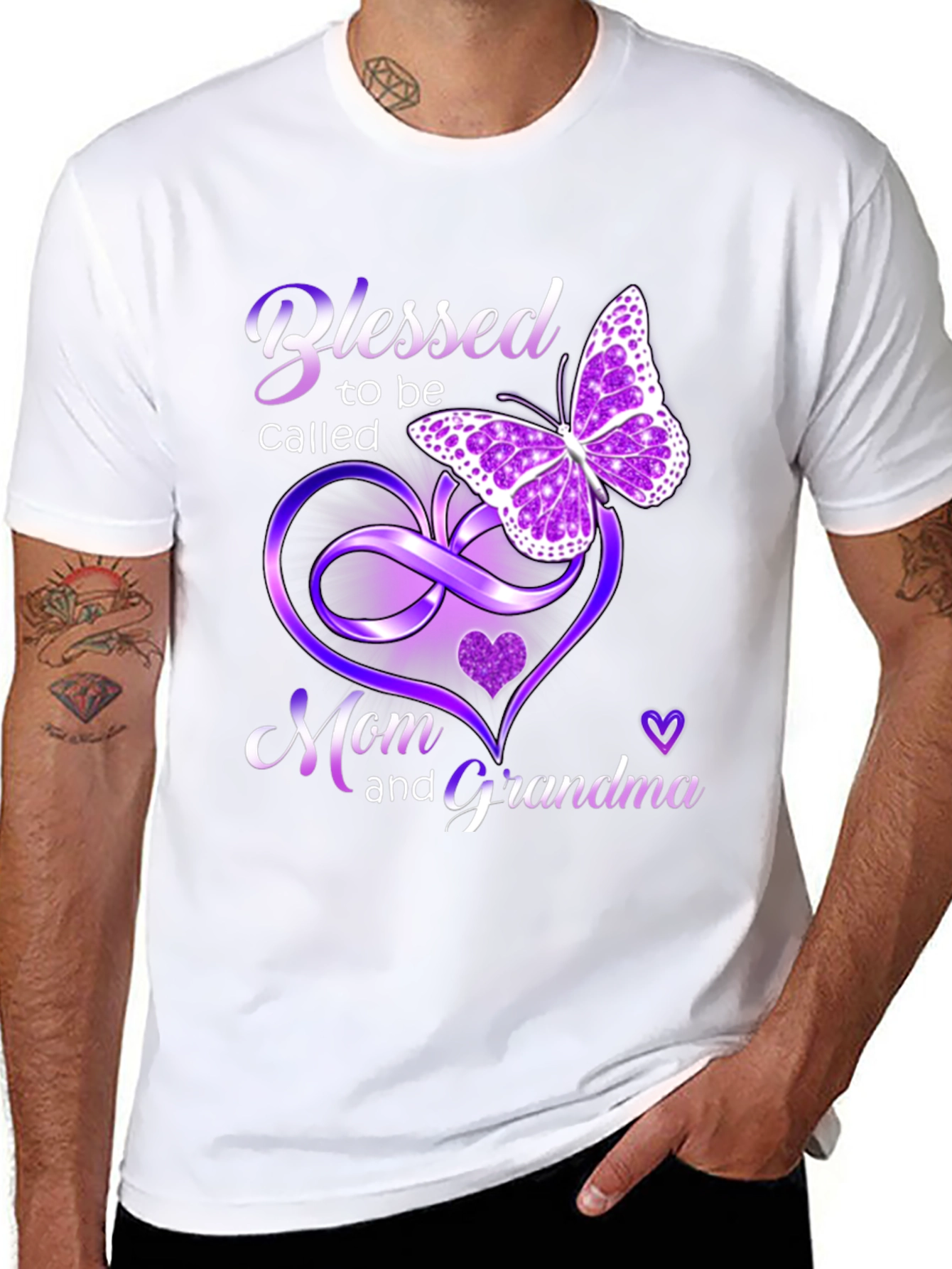 Black Blessed Mom and Grandma T-Shirt with Butterfly Design view 8
