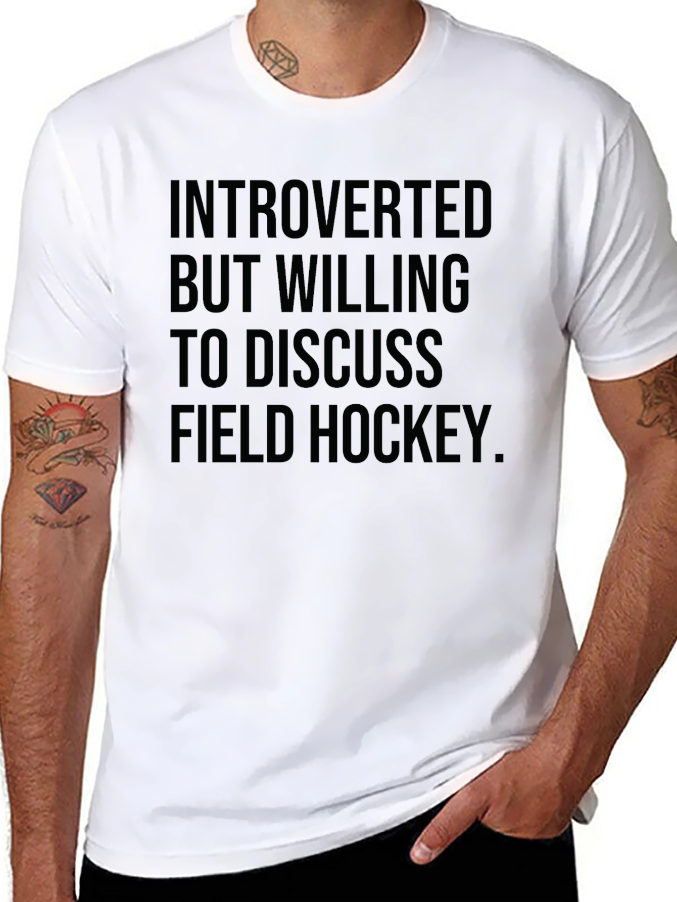 Black Introverted Field Hockey T-Shirt Funny Tee view 8