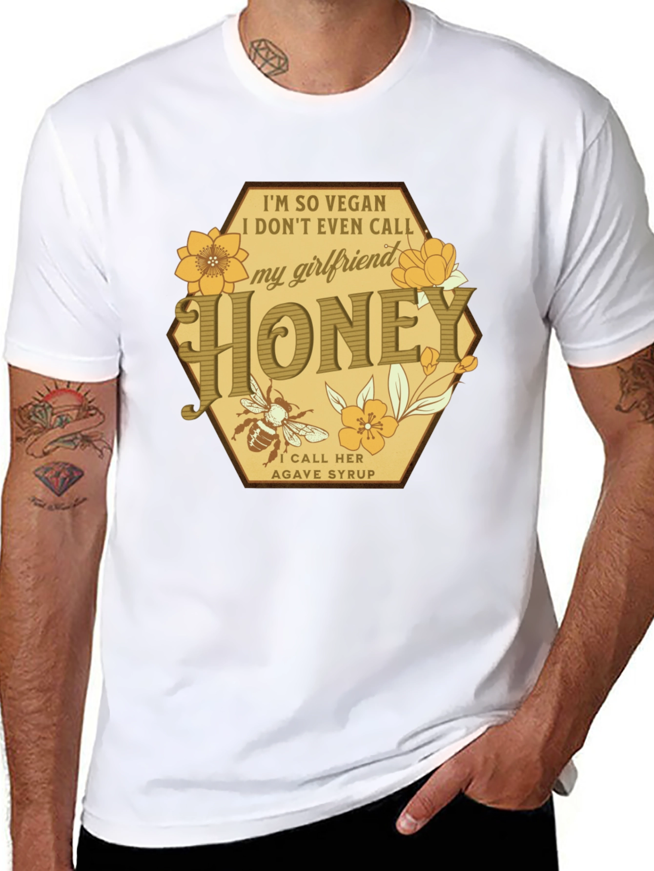 Black Vegan Honey Girlfriend Graphic T-Shirt view 8