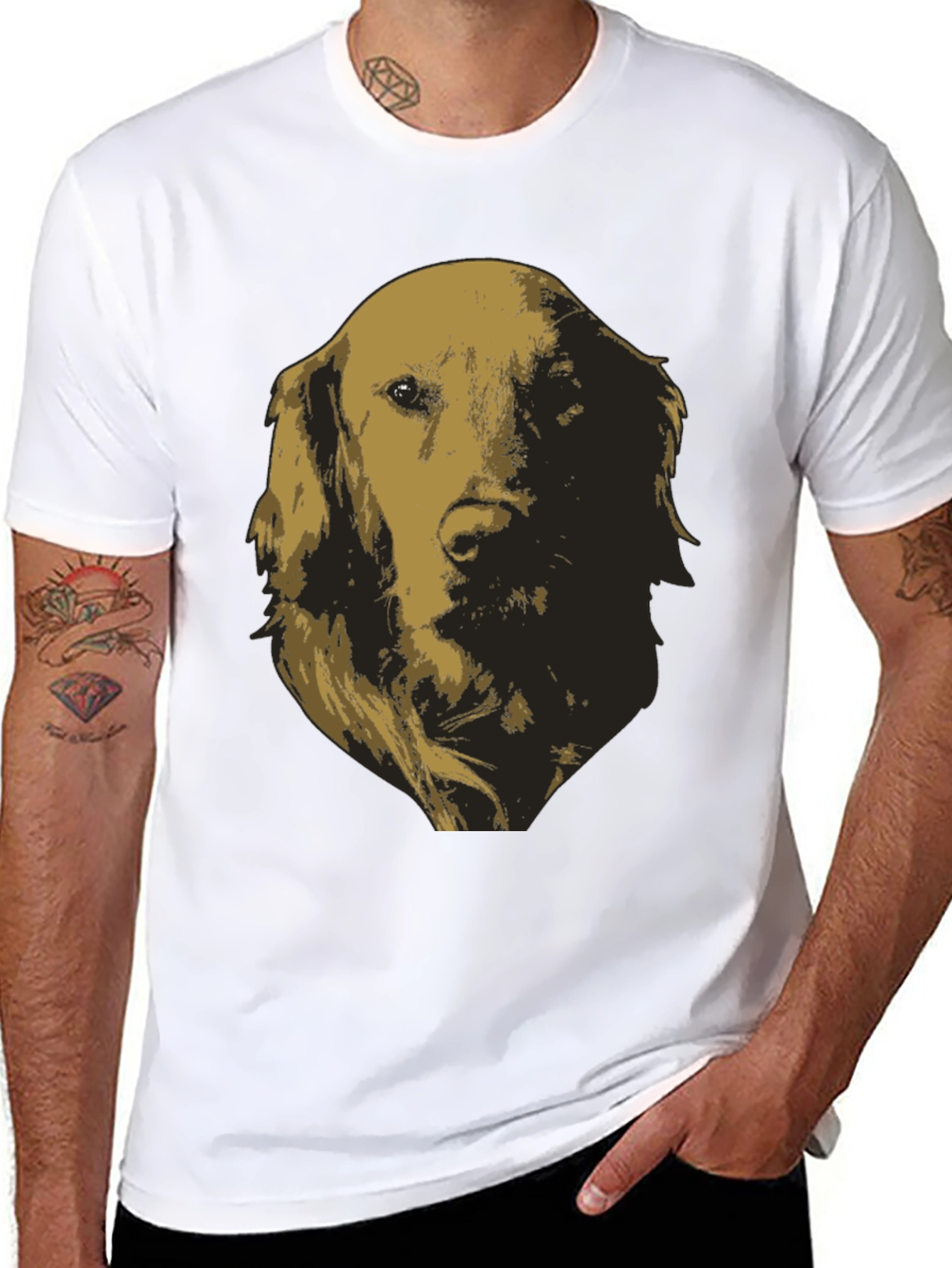 Black Golden Retriever Dog Graphic Tee view 8
