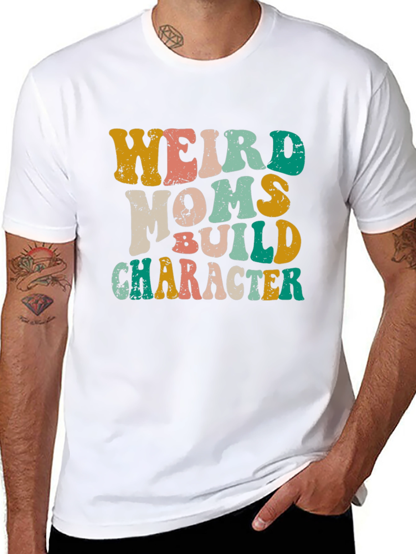Black Weird Moms Build Character Graphic Tee view 8