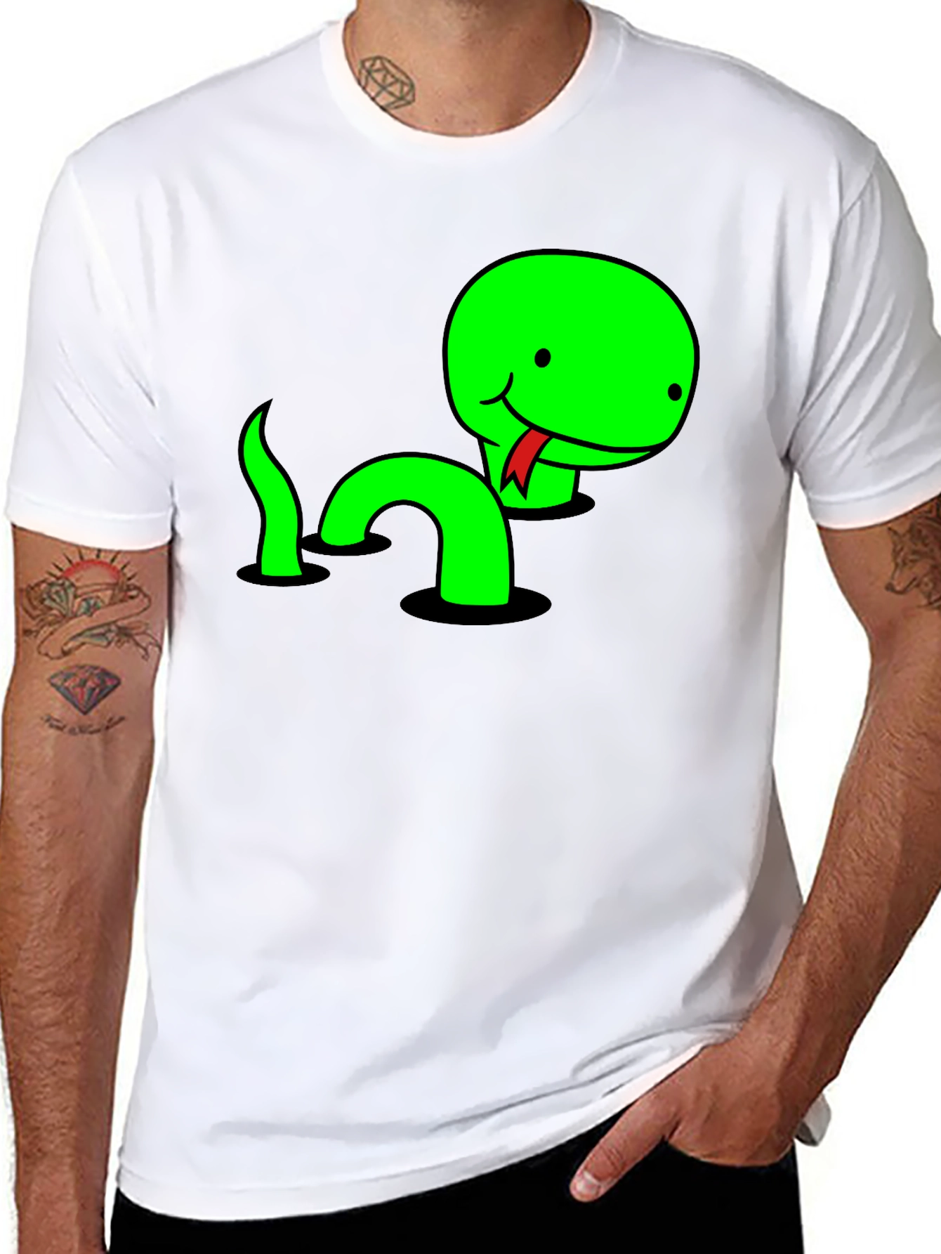 Black Funny Snake T-Shirt - Cute Cartoon Reptile Tee view 8