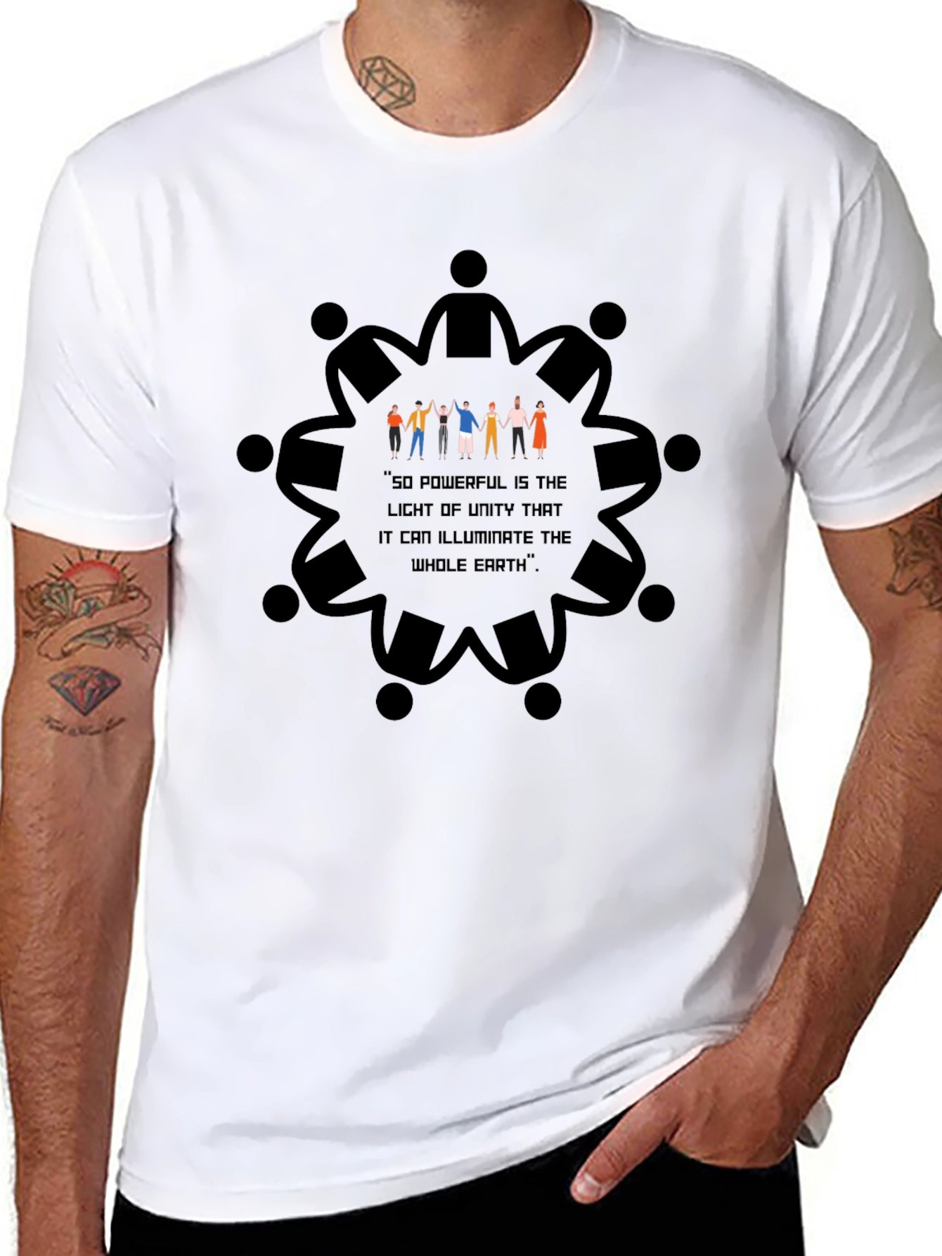 Black Unity Graphic Tee - Empowering Message T-Shirt view 8