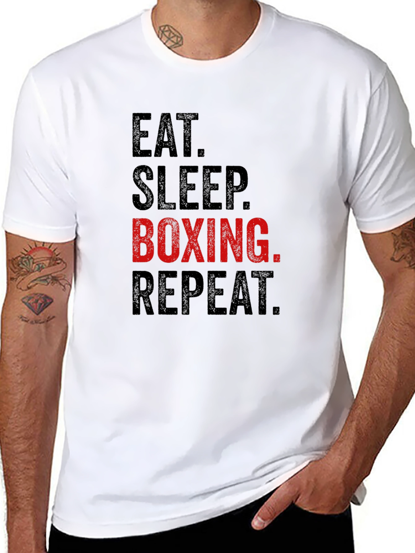 Black Eat Sleep Boxing Repeat T-Shirt - Black view 8