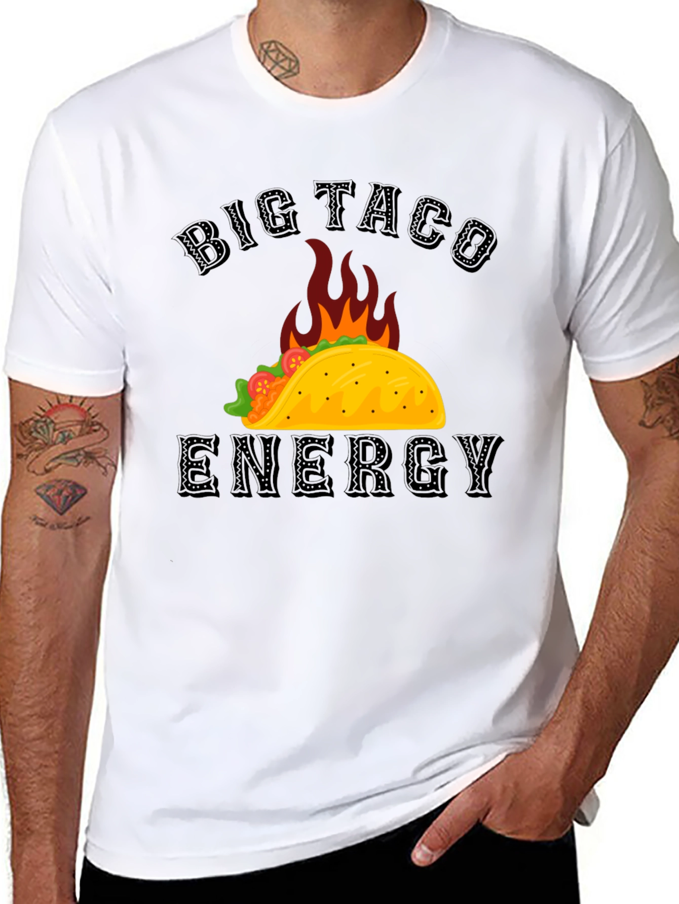 Black Big Taco Energy Graphic T-Shirt view 8