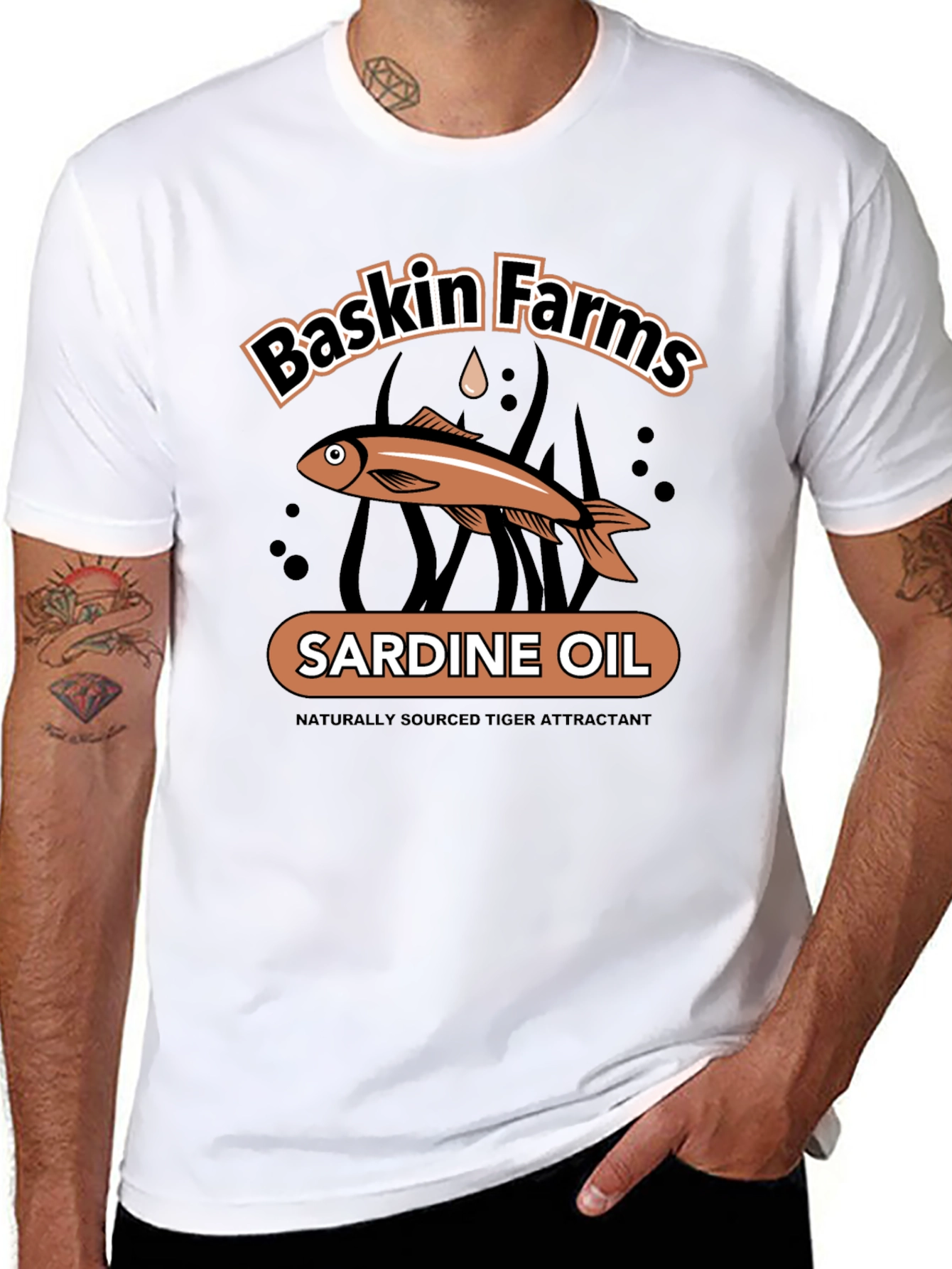 Black Baskin Farms Sardine Oil Graphic T-Shirt view 8