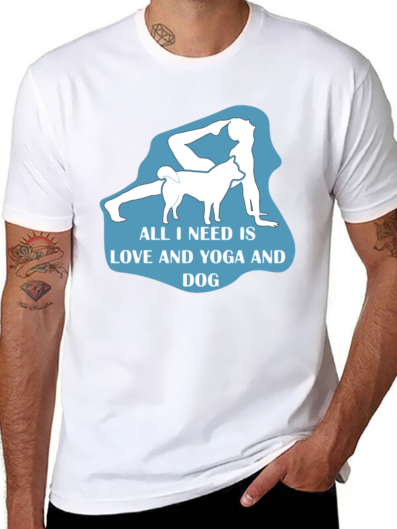 Black Yoga and Dog Lover T-Shirt - Black Cotton Tee view 8