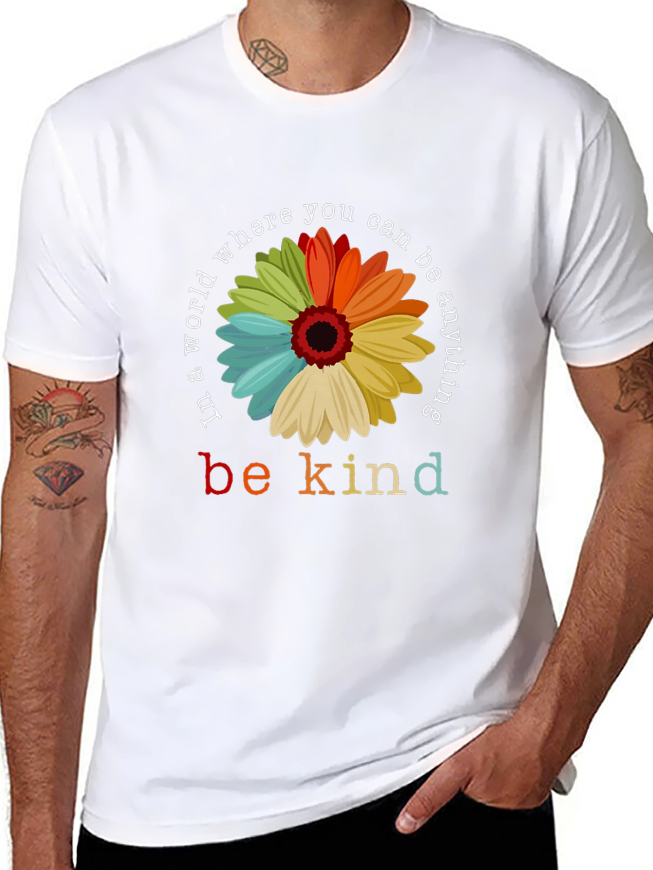 Black Be Kind T-Shirt - Floral Graphic Tee view 8