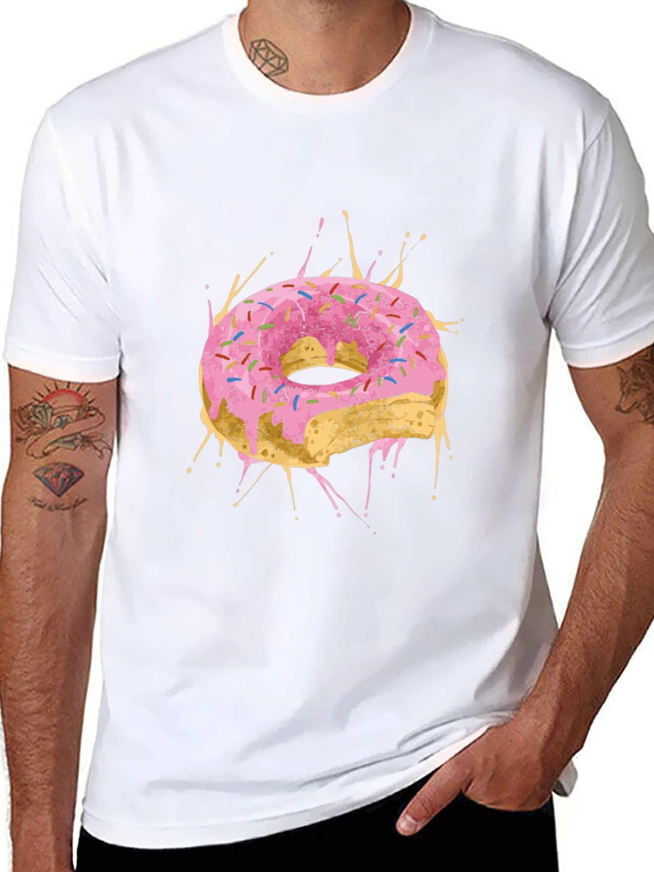 Black Donut Splash Graphic Tee - Black Cotton T-Shirt view 8