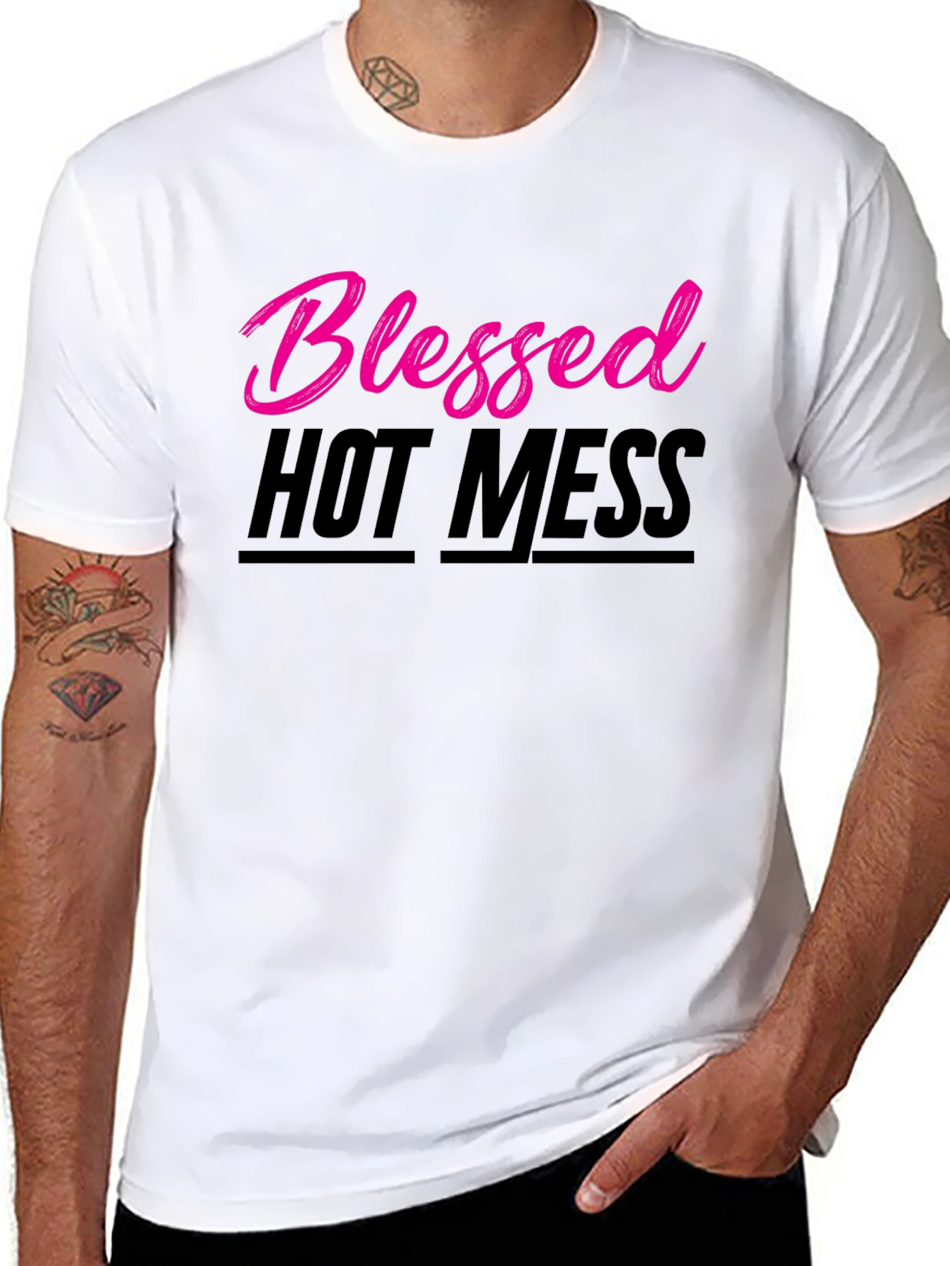Black Blessed Hot Mess T-Shirt - Trendy Graphic Tee view 8