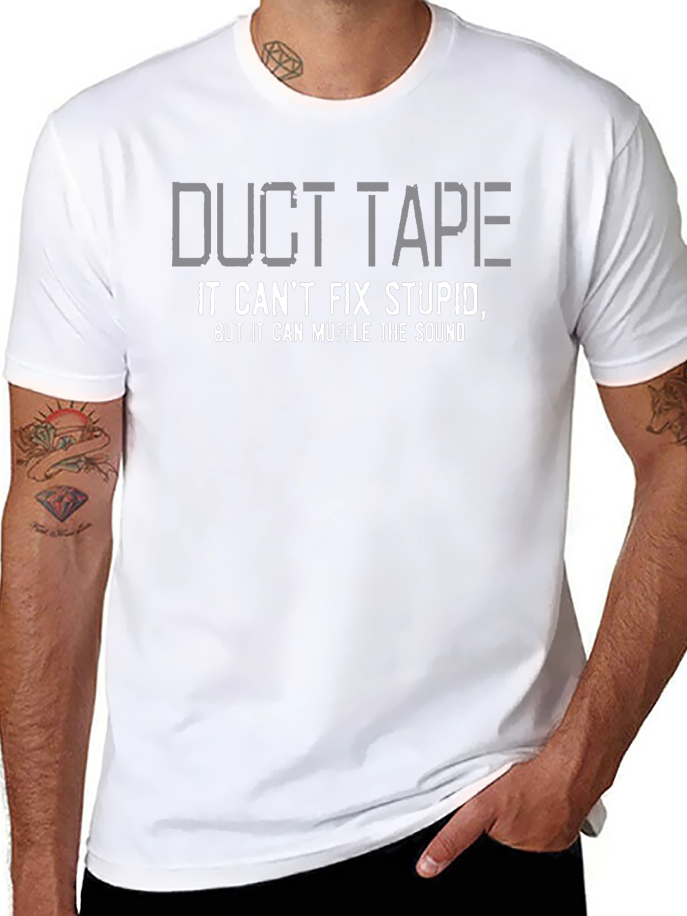 Black Duct Tape Fixes Stupid Funny T-Shirt view 8