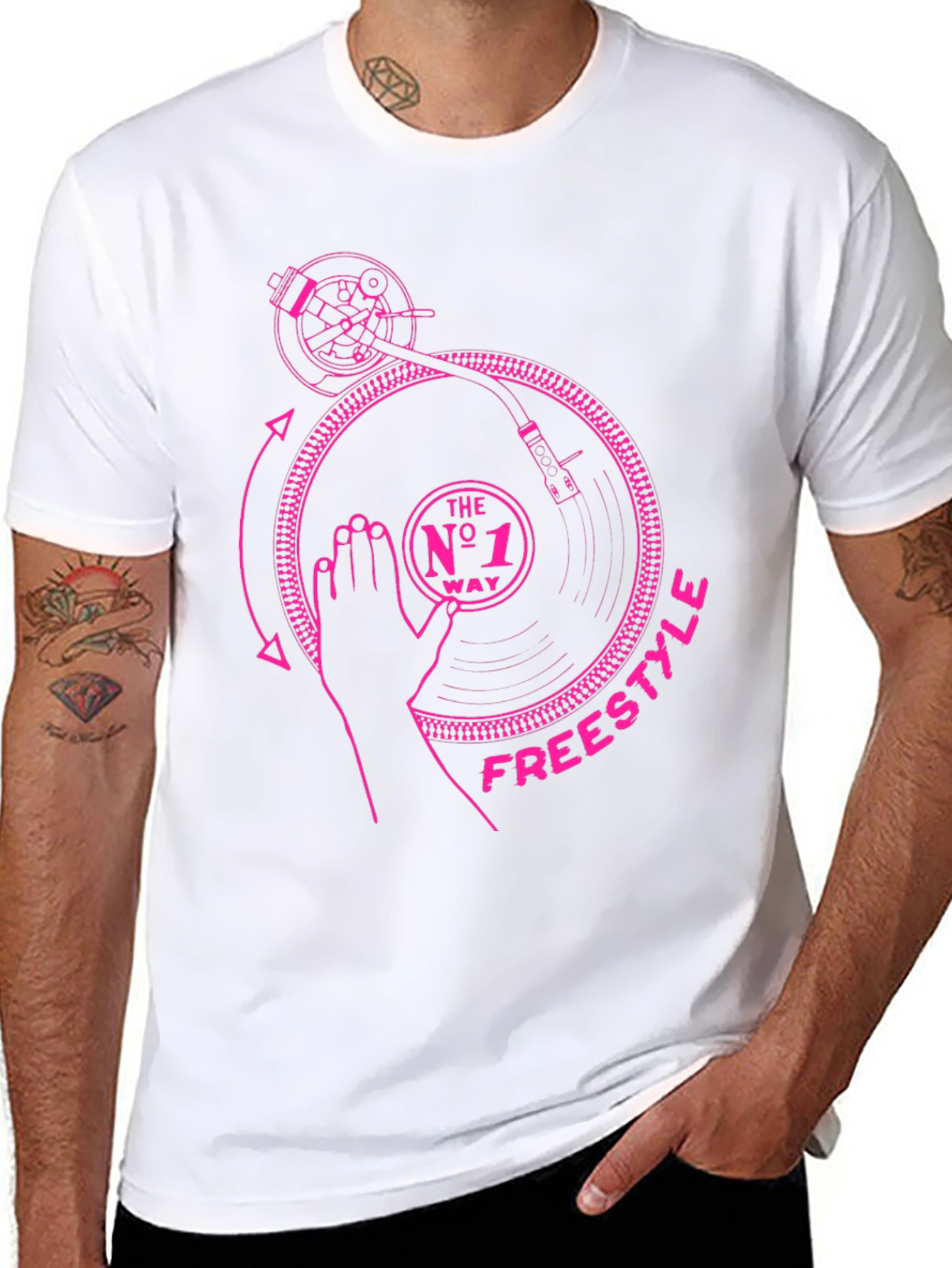 Black DJ Freestyle Graphic Tee - Black Cotton T-Shirt view 8