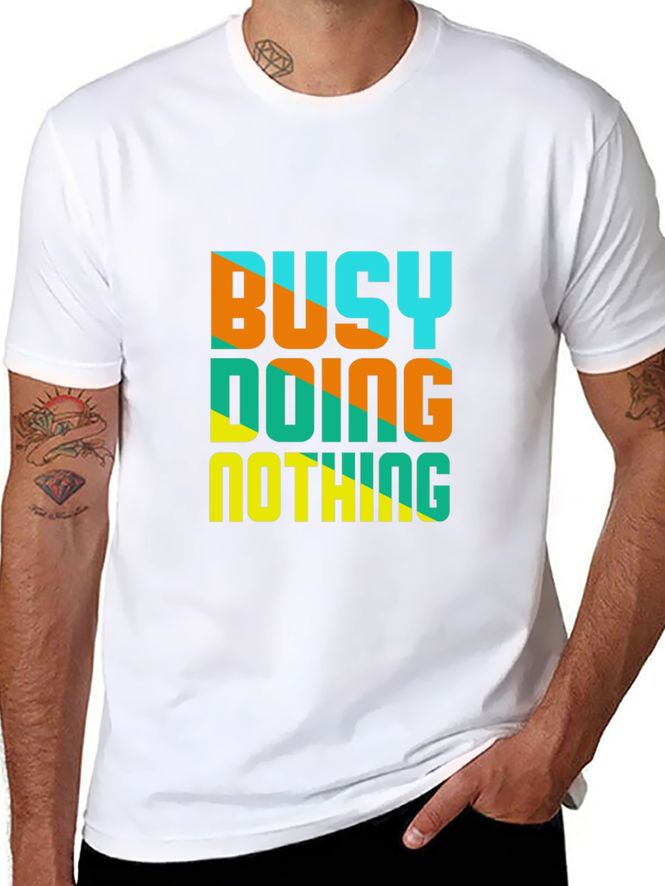 Black Busy Doing Nothing Graphic Tee - Casual Black T-Shirt view 8