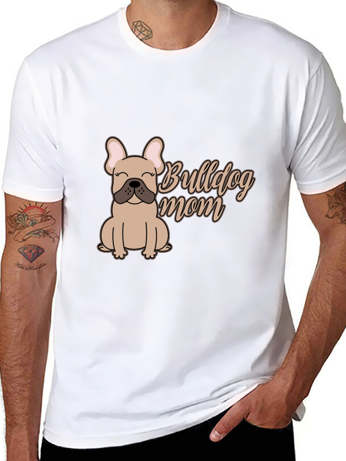 Black Bulldog Mom Graphic Tee - Soft Cotton Blend view 8
