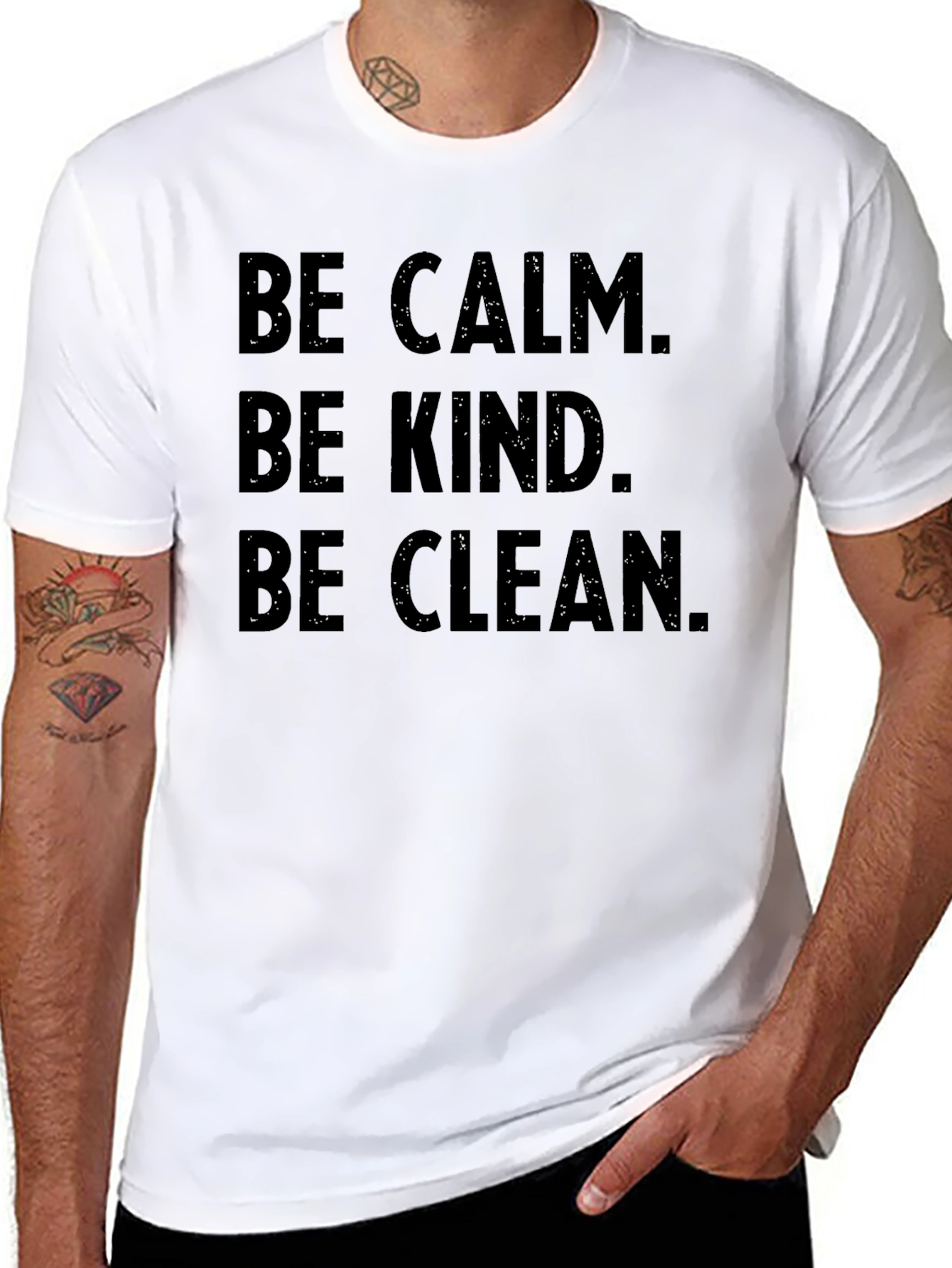 Black Be Calm Be Kind Be Clean T-Shirt view 8