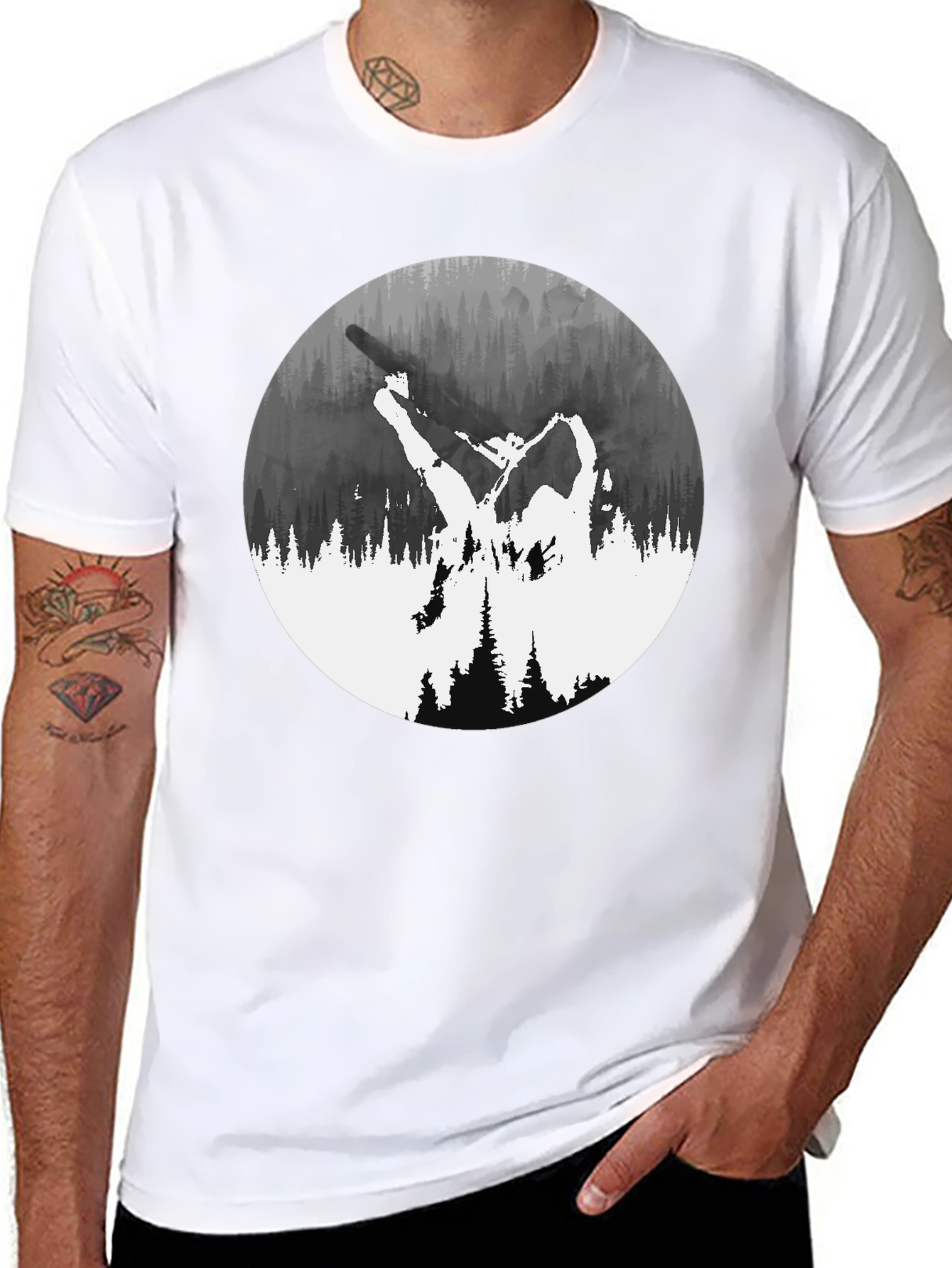 Black Nature Silhouette Graphic Tee - Black view 8