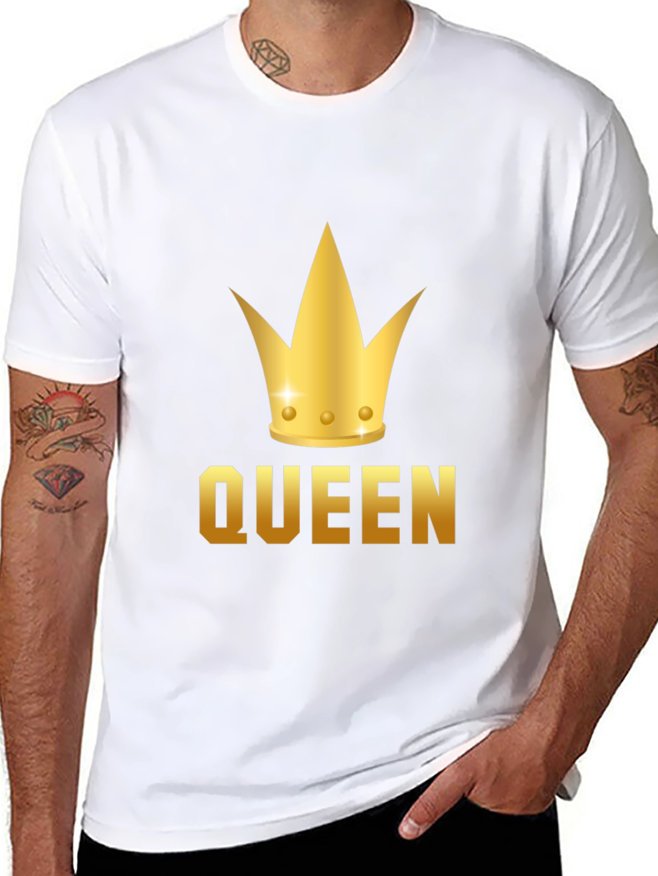 Black Queen Crown Graphic Tee - Black Cotton T-Shirt view 8