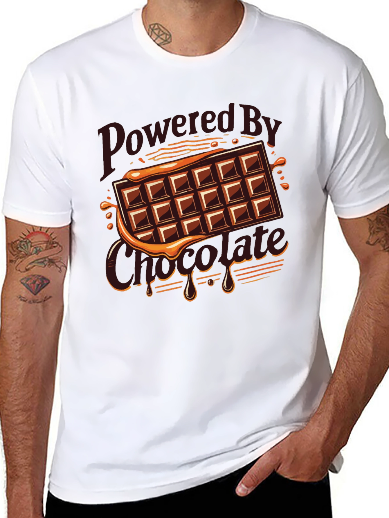 Black Powered By Chocolate Graphic Tee view 8