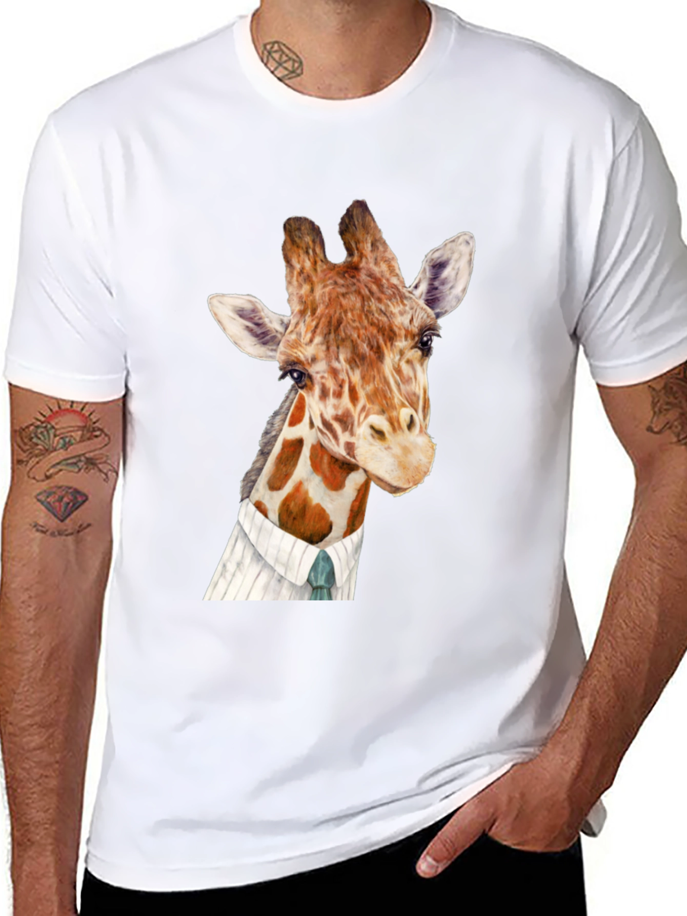 Giraffe in Suit Graphic T-Shirt - 8