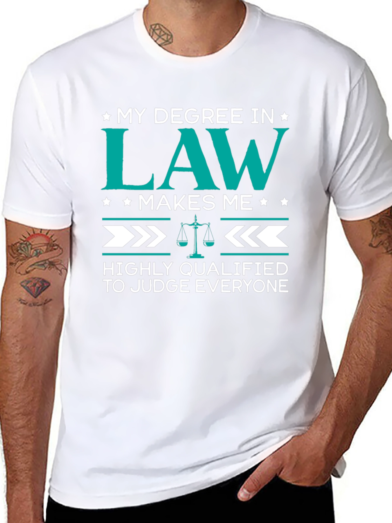 Black Law Degree Humor T-Shirt - Judge Everyone view 8