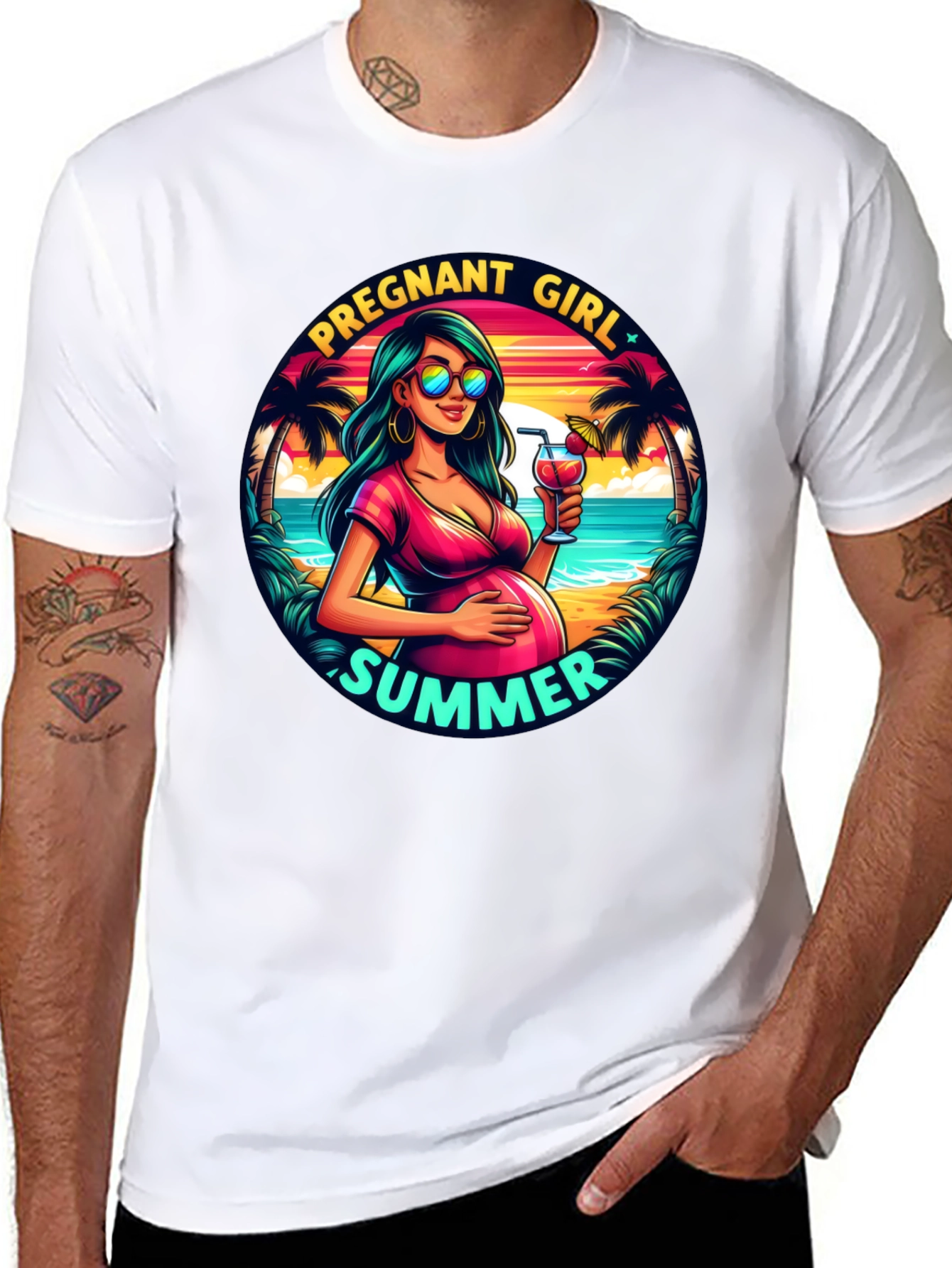 Black Pregnant Girl Summer Graphic T-Shirt view 8