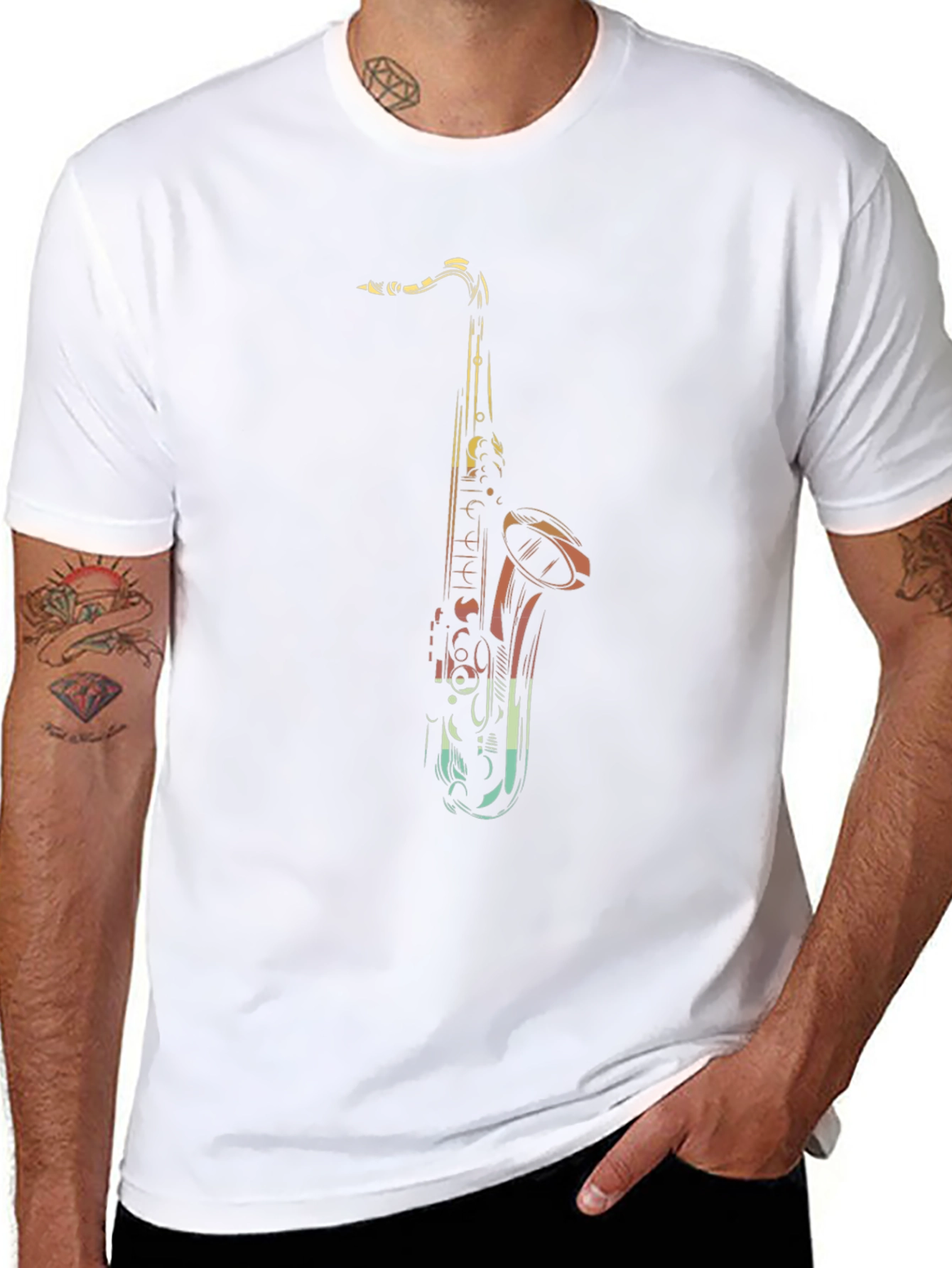 Black Saxophone Graphic Black T-Shirt | Music Lover Tee view 8
