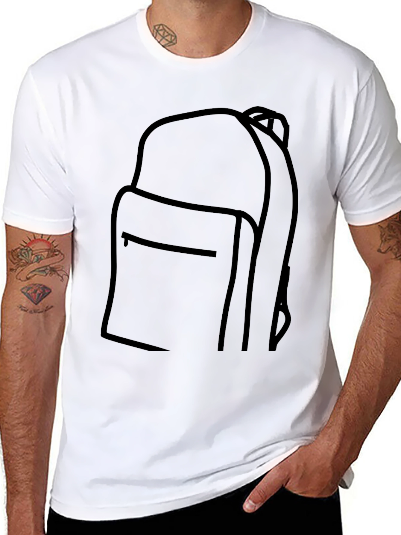 Black Backpack Graphic Tee - Casual Black T-Shirt view 8
