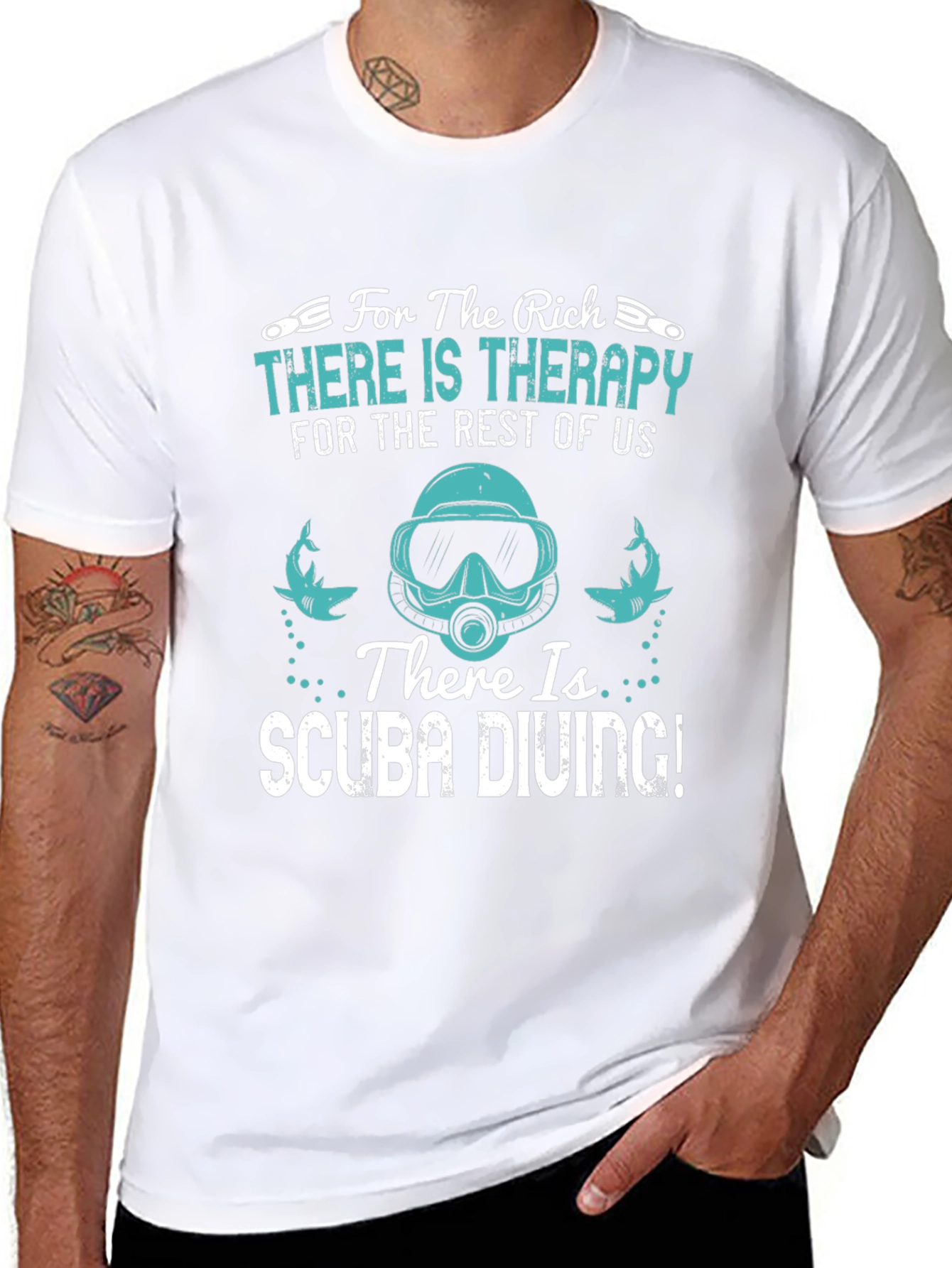 Black Funny Scuba Diving T-Shirt: Therapy Alternative view 8
