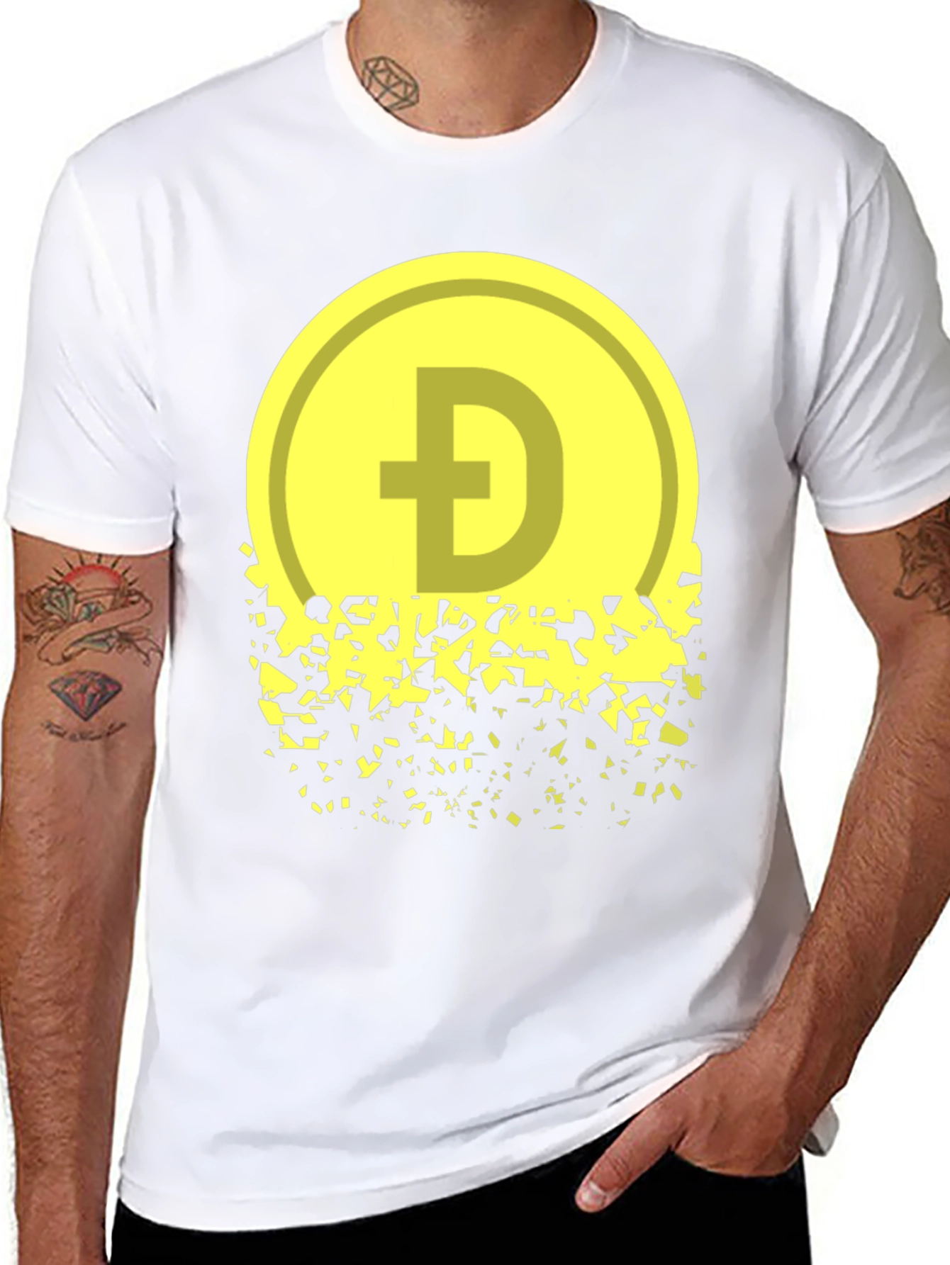 Black Dogecoin Fading Graphic Tee - Crypto Inspired Apparel view 8