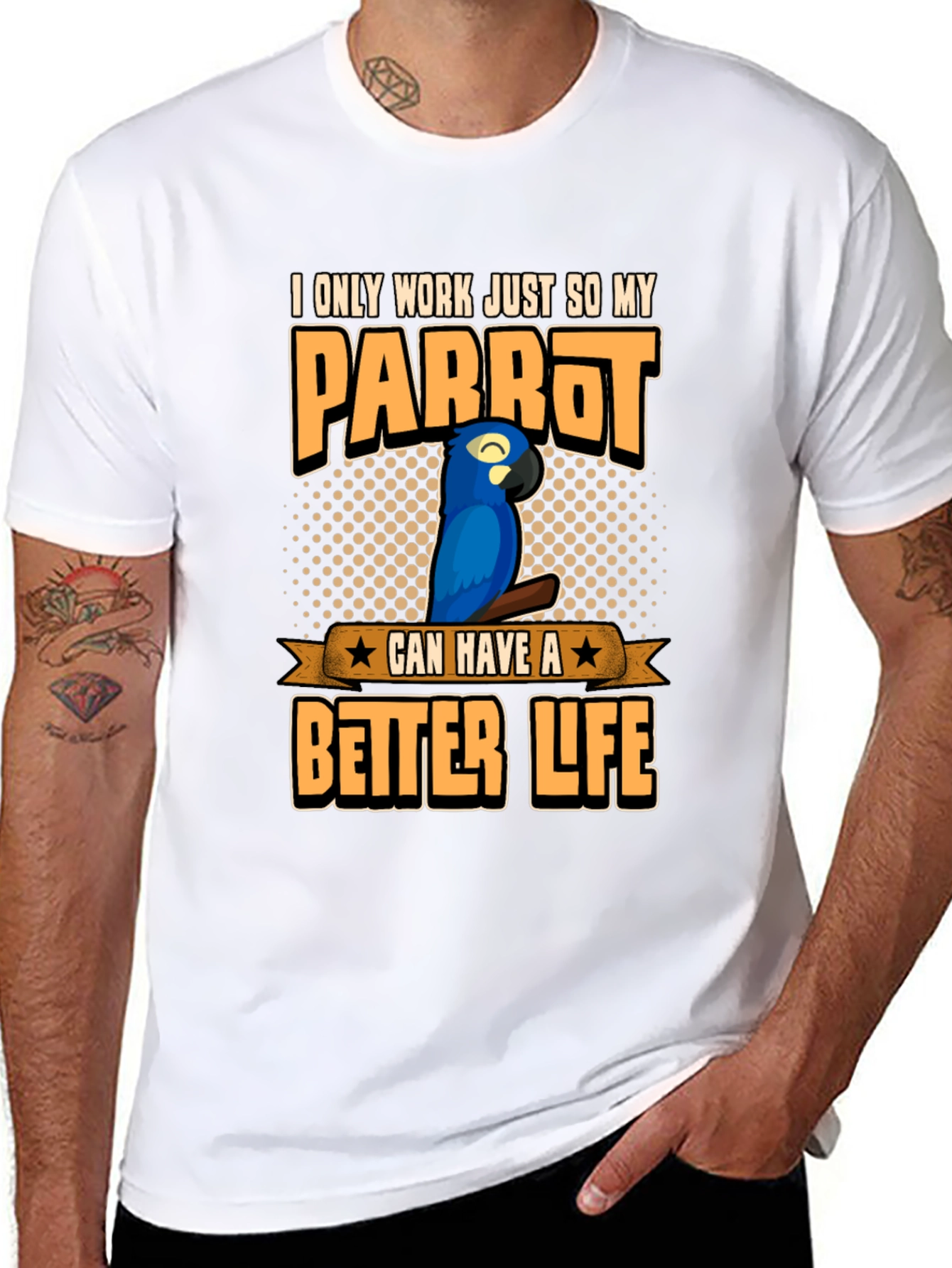 Black Parrot Lover Graphic T-Shirt view 8
