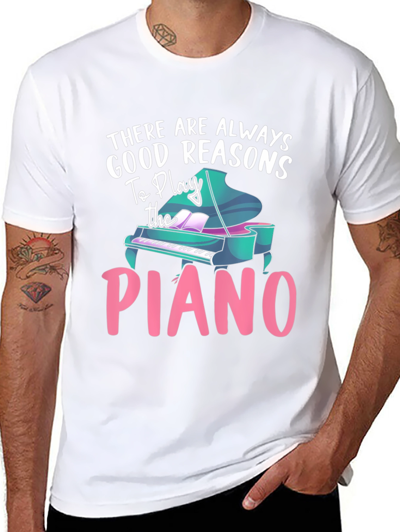 Black Piano Lover T-Shirt - Good Reasons To Play view 8