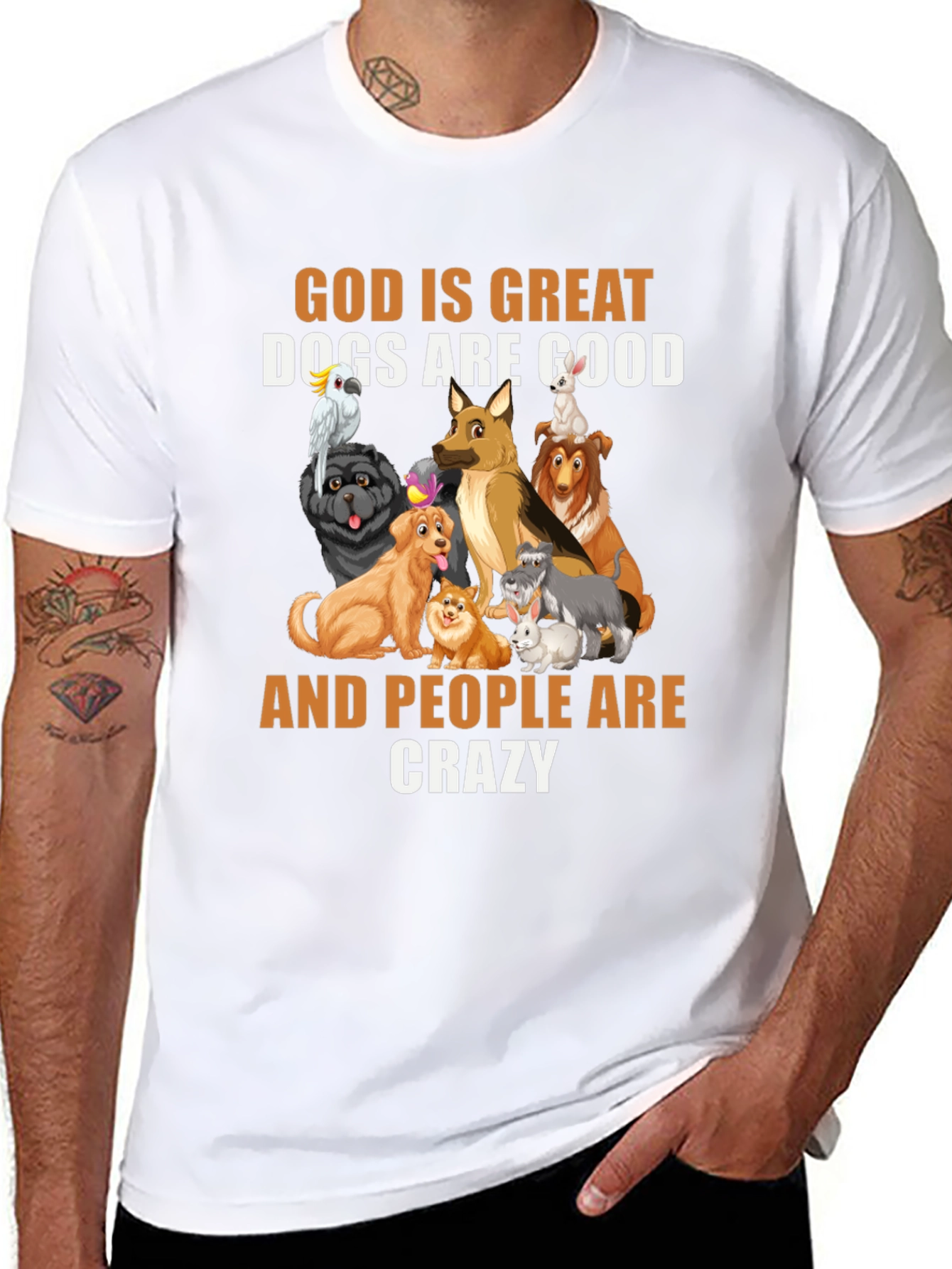 Black God Is Great Dogs Are Good T-Shirt view 8
