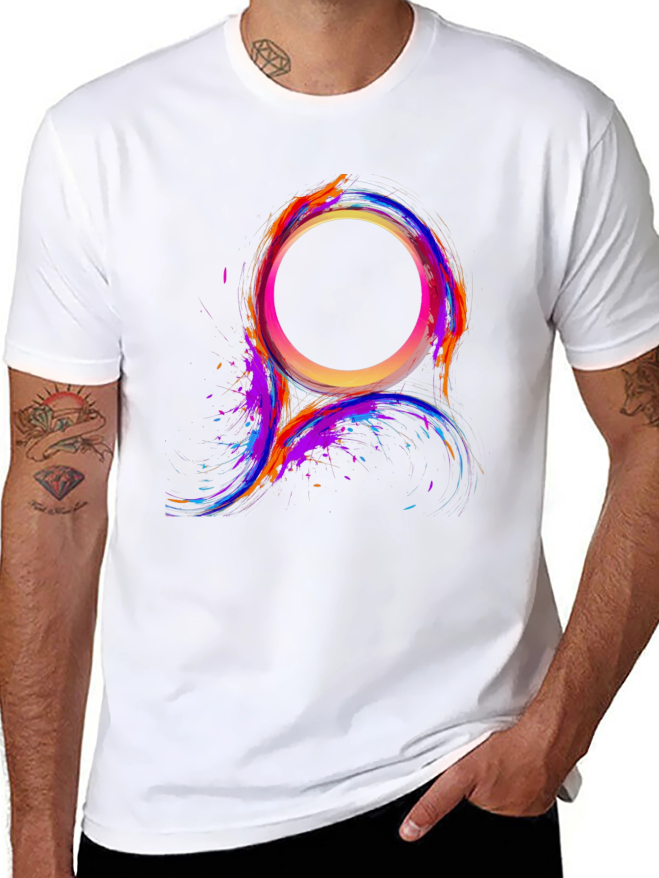 Black Abstract Color Burst Circle T-Shirt view 8