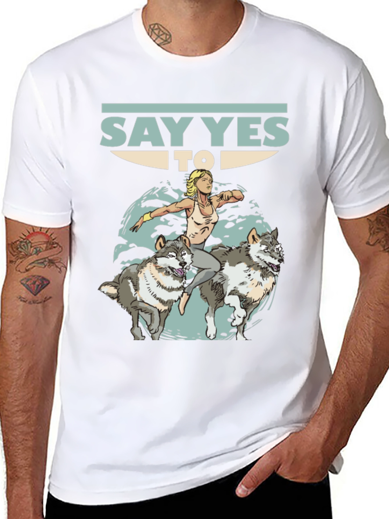 Black Say Yes To Wolves Graphic Tee - Unisex Black T-Shirt view 8