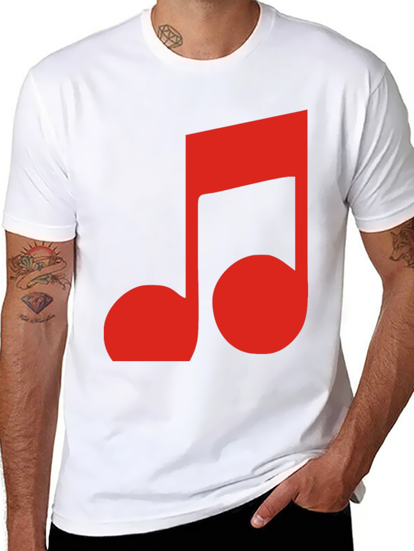 Black Red Music Note Graphic Black T-Shirt view 8