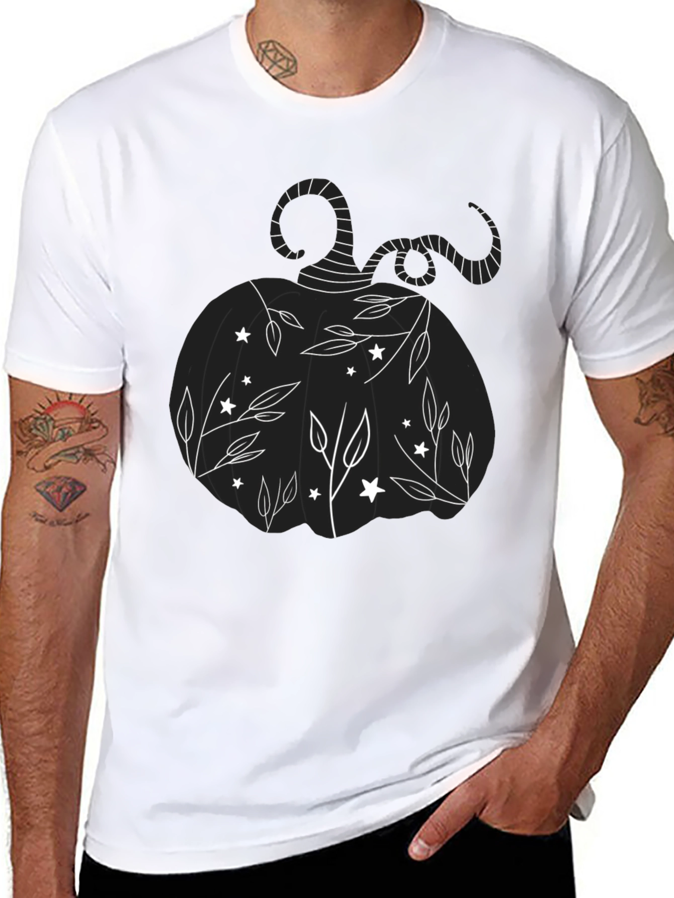 Black Whimsical Pumpkin T-Shirt - Halloween Style view 8