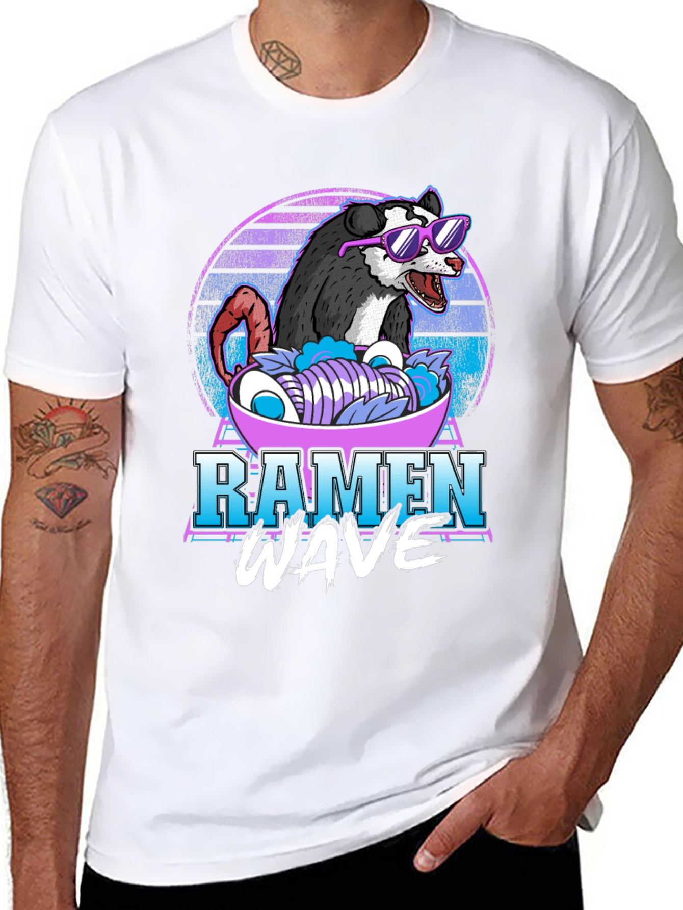 Black Ramen Wave Opossum T-Shirt view 8